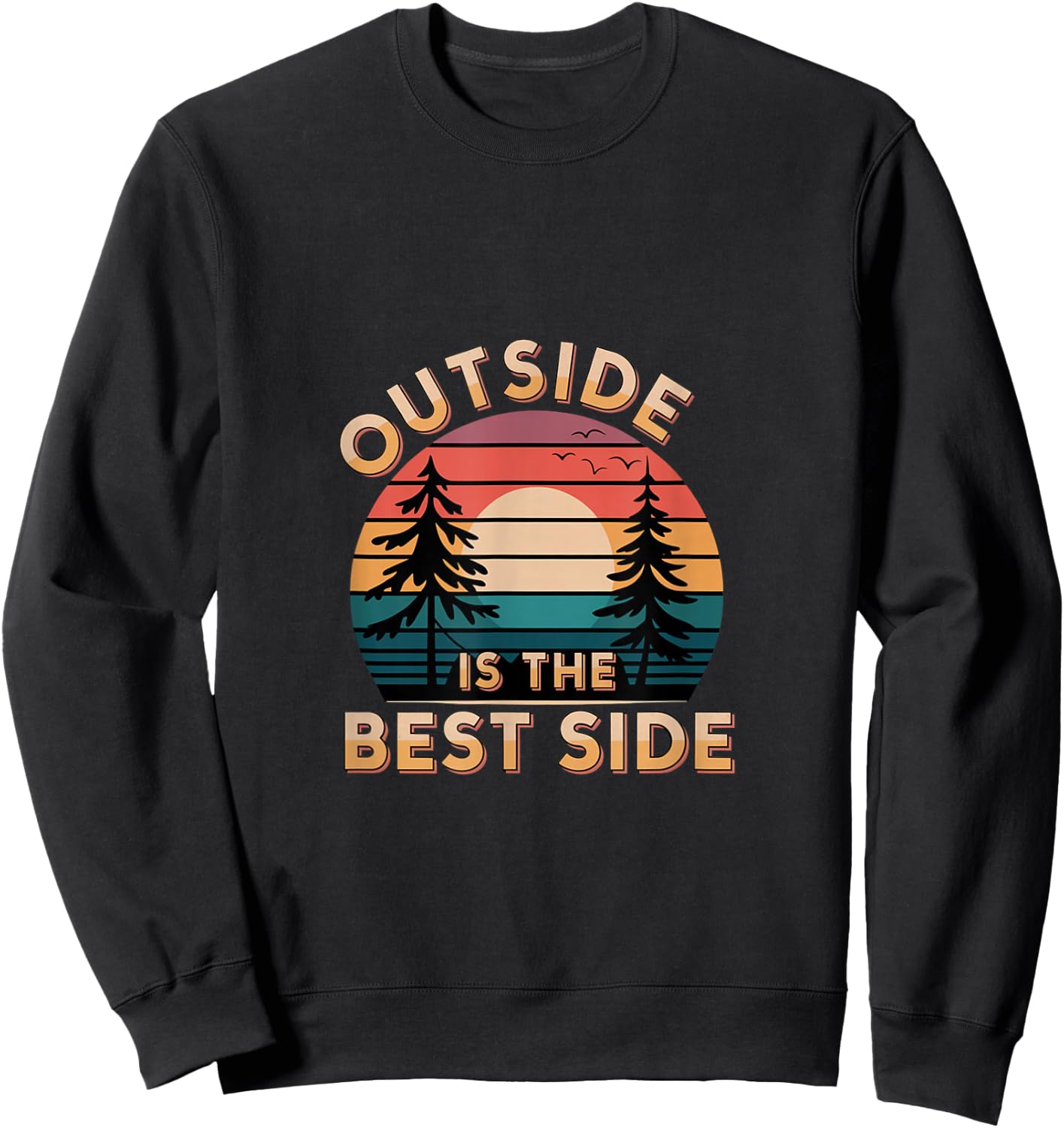 Outside Is The Best Side Nature Adventure Sweatshirt - Sweatshirt | Black