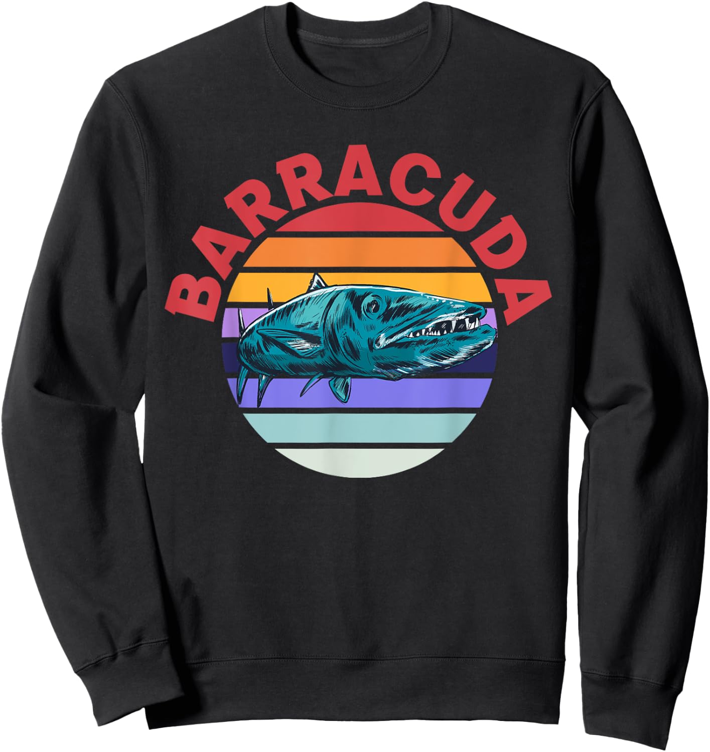 Great Barracuda Cuda Fishing Wildlife Saltwater Fish Art Sweatshirt - Sweatshirt | Black
