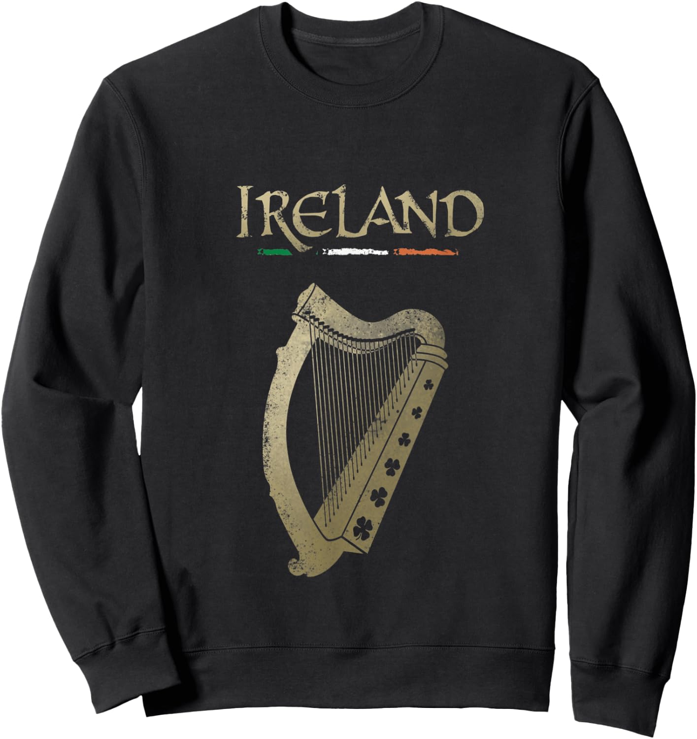 VinagreShop Irland-Flagge und Harfe mit Klee Schwarz S EU 38-40 Sweatshirt - Sweatshirt | Black