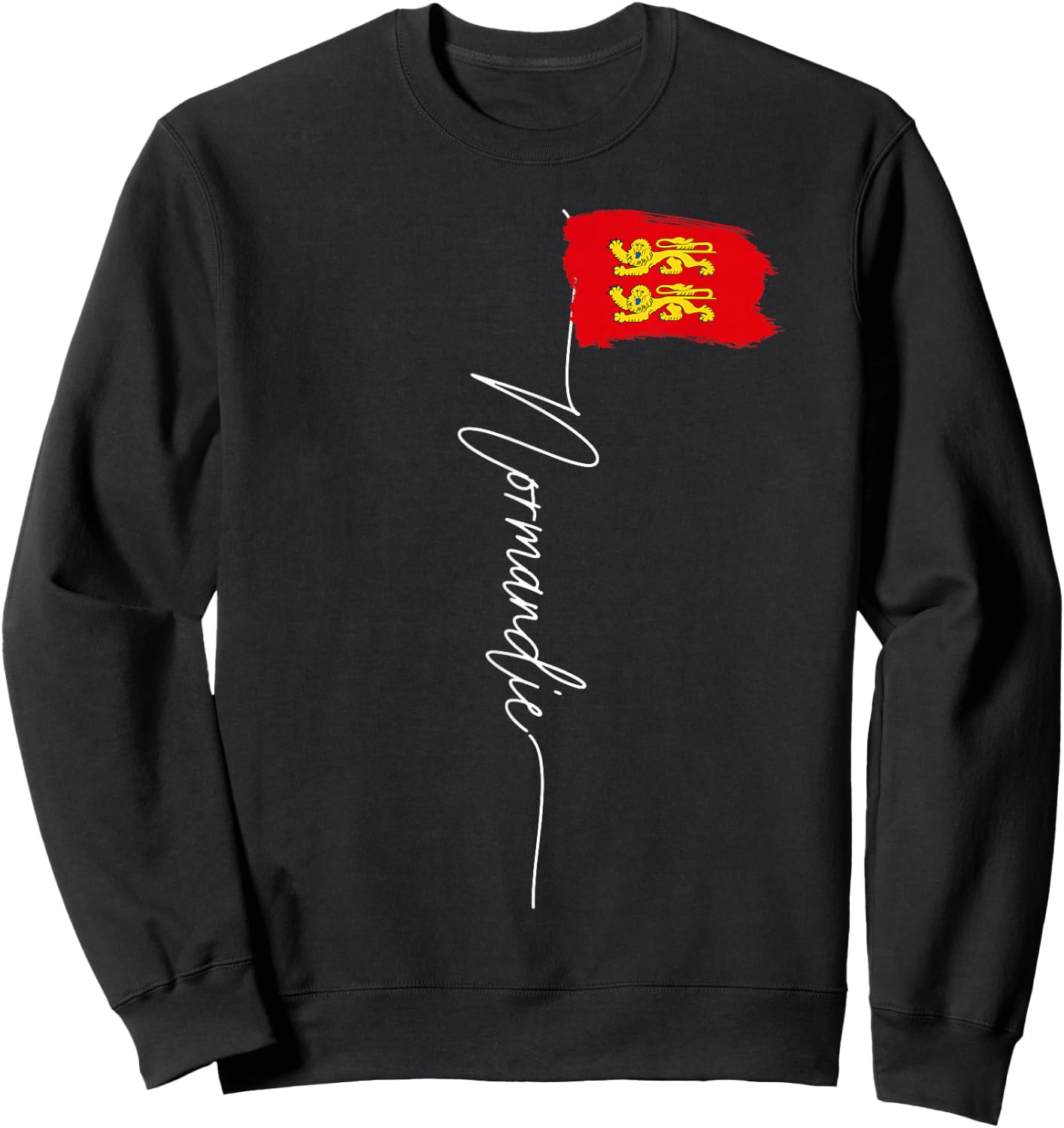Normandy Lions Flag Yellow Man Woman Normandy France , Black Sweatshirt - Sweatshirt | Black