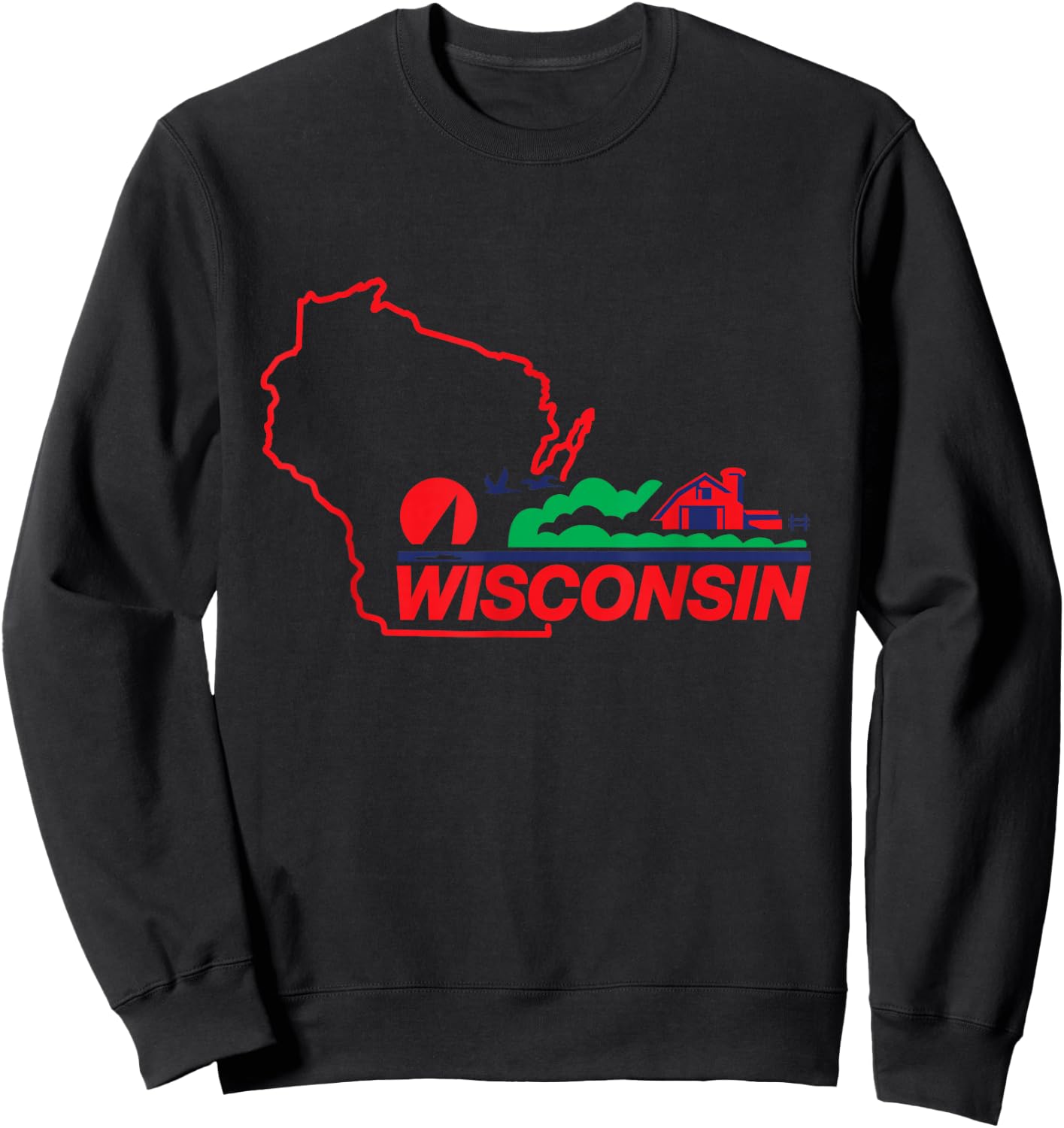 Wisconsin License Plate Wi Outline Red Sweatshirt - Sweatshirt | Black