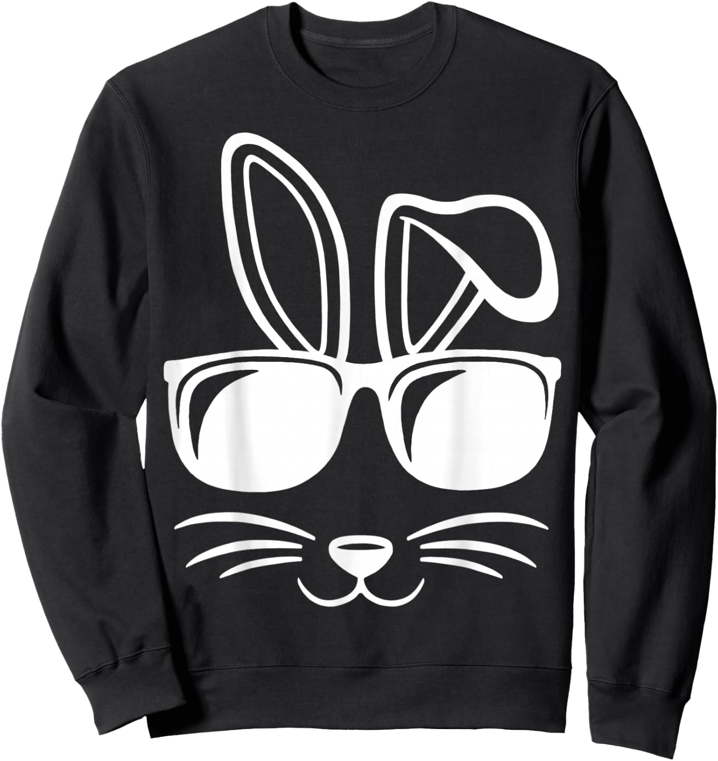 Bunny Face With Sunglasses Men Boys Kids Easter Day Sweatshirt - Sweatshirt | Black