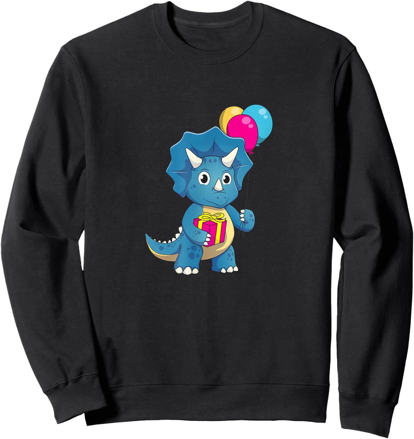 Cute Dinosaur Birthday party Triceratops Sweatshirt - Sweatshirt | Black