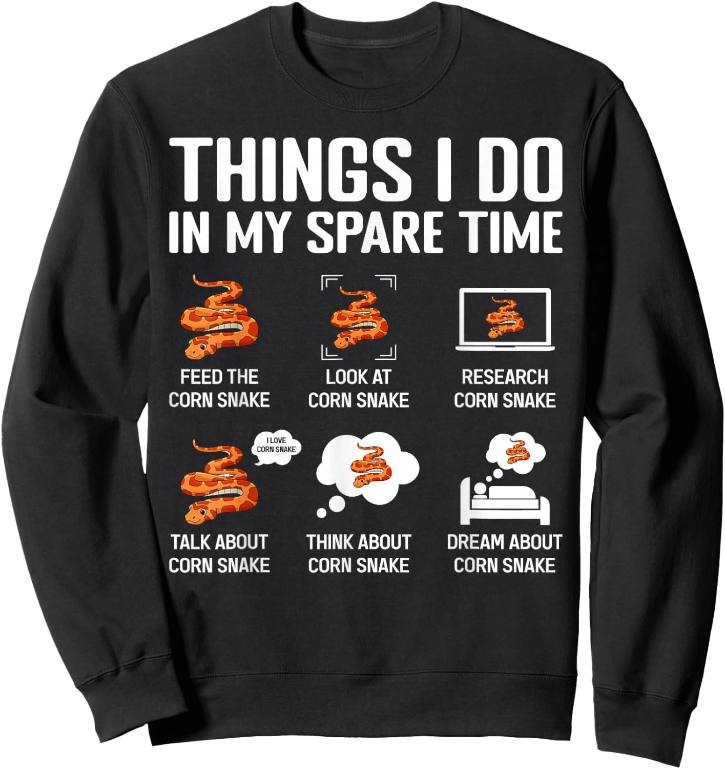 Corn Snake Terrarium Enclosure Food Hide Reptile Keeping Sweatshirt - Sweatshirt | Black