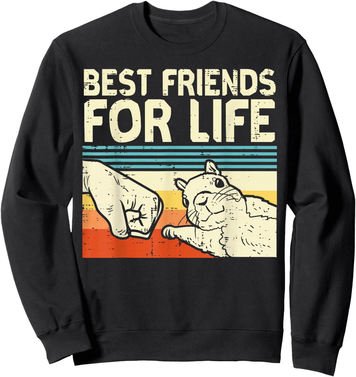 Best Friend for Life Squirrel Fist Bump Retro Men Women Kids Sweatshirt - Sweatshirt | Black