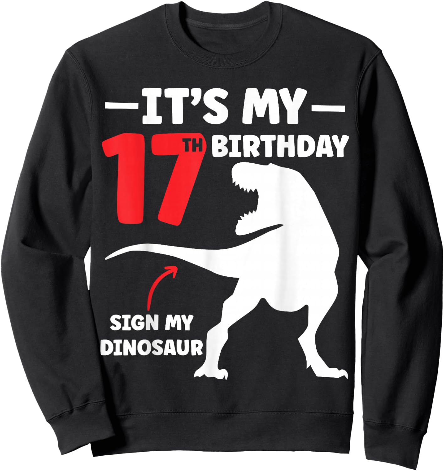 Its My 17th Birthday Sign My Shirt - Dinosaur Theme Sweatshirt - Sweatshirt | Black