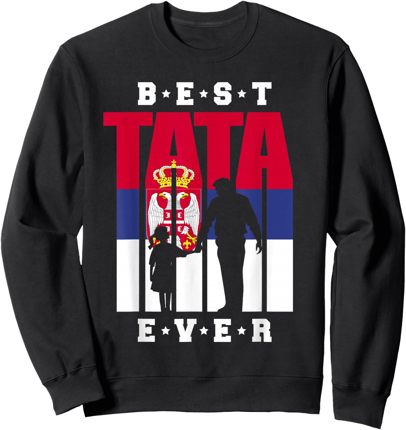 Tata Serbien Flagge Papa Serbischer Vater mit Tochter Sweatshirt - Sweatshirt | Black