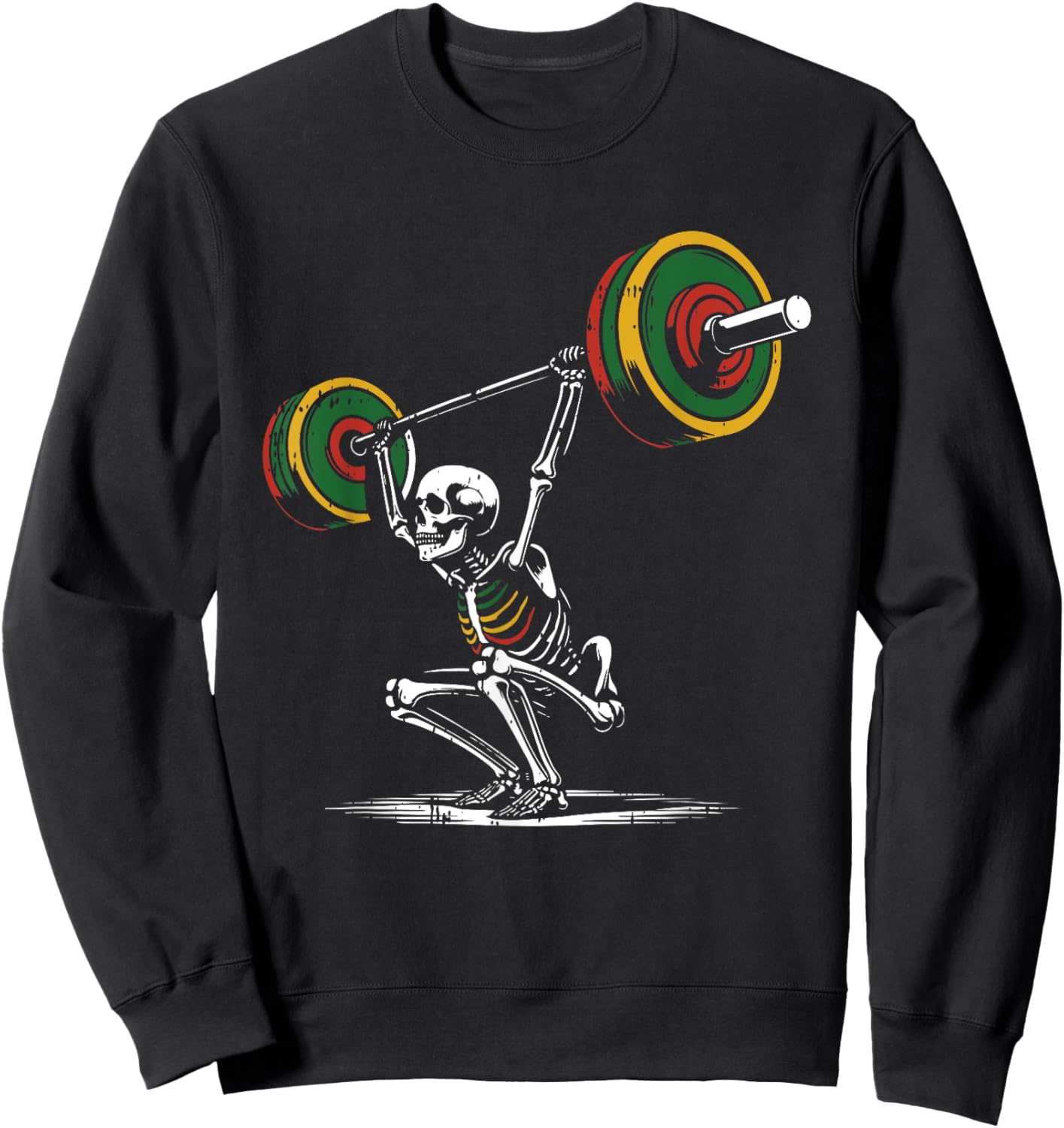Skeleton Lifting Fathers Day Gym Workout Dad Papa Men Sweatshirt - Sweatshirt | Black