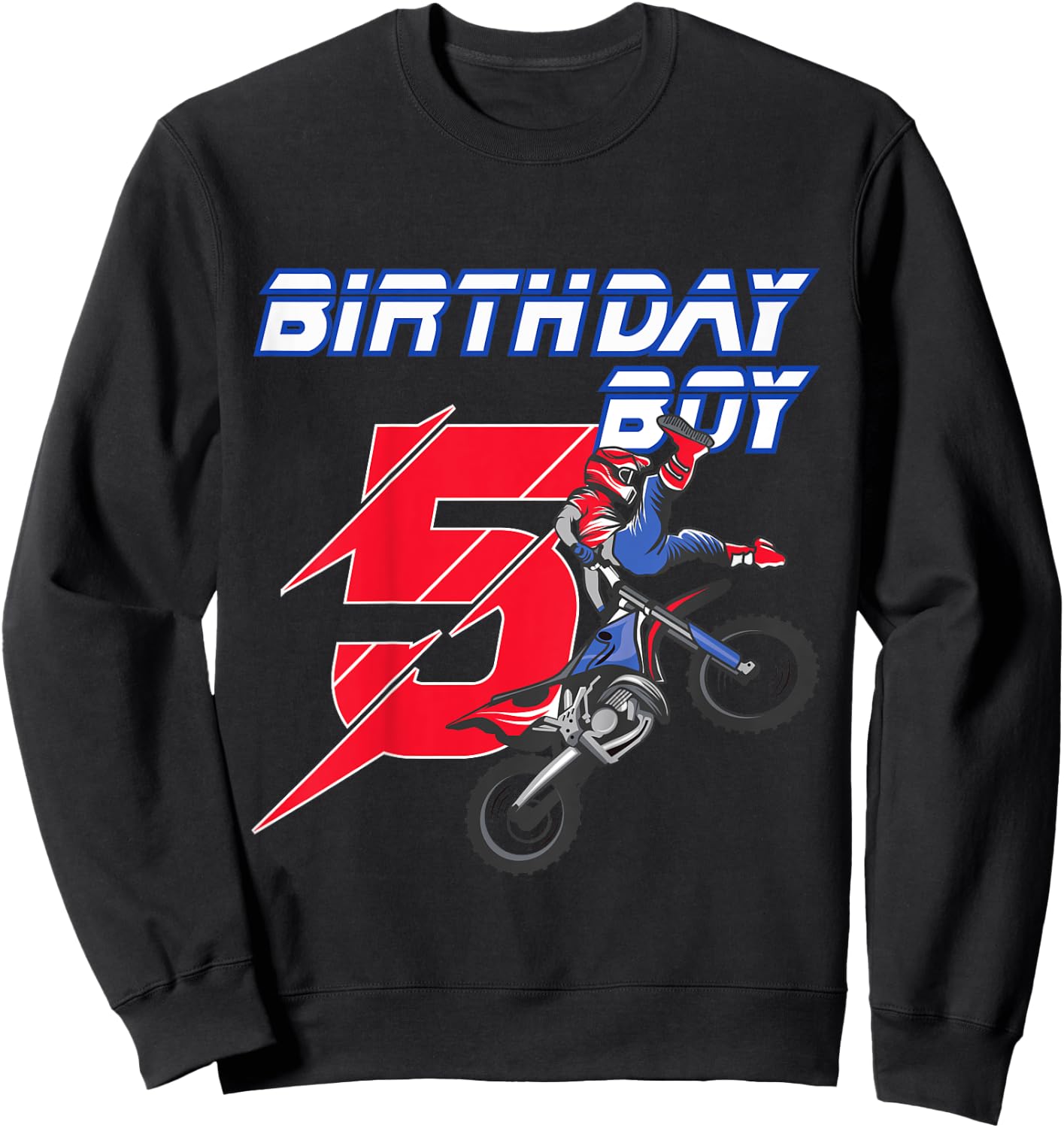 5 Year Old Dirt Bike Birthday T Shirt Motocross 5th Gift Sweatshirt - Sweatshirt | Black