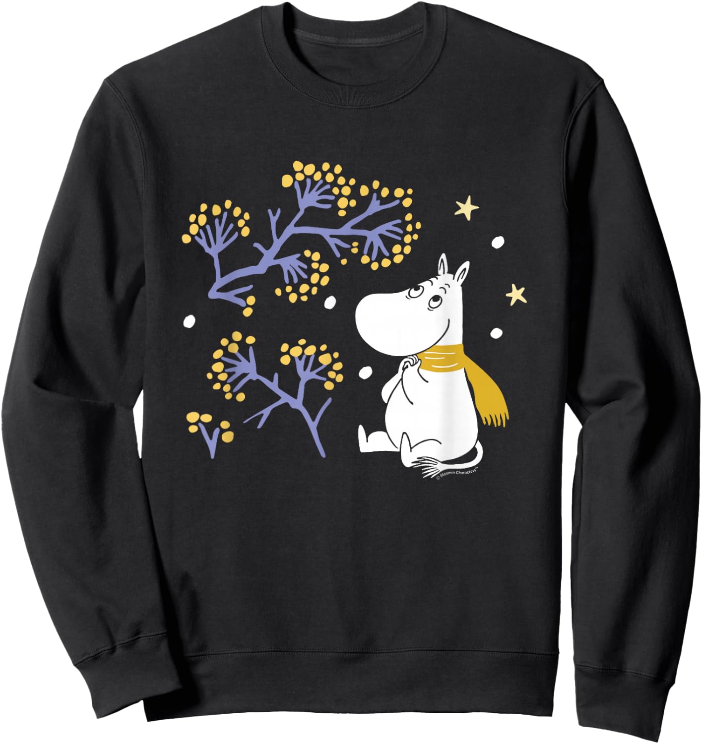 Moomin Moomintroll Look The Snow Winter , Black, S Sweatshirt - Sweatshirt | Black