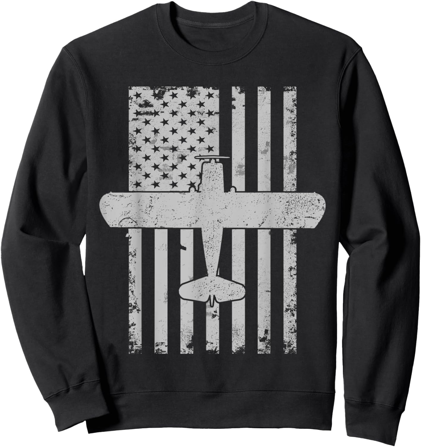 J-3 Cub Airplane Patriotic Vintage Flag Flight Pilot Kids Men Sweatshirt - Sweatshirt | Black