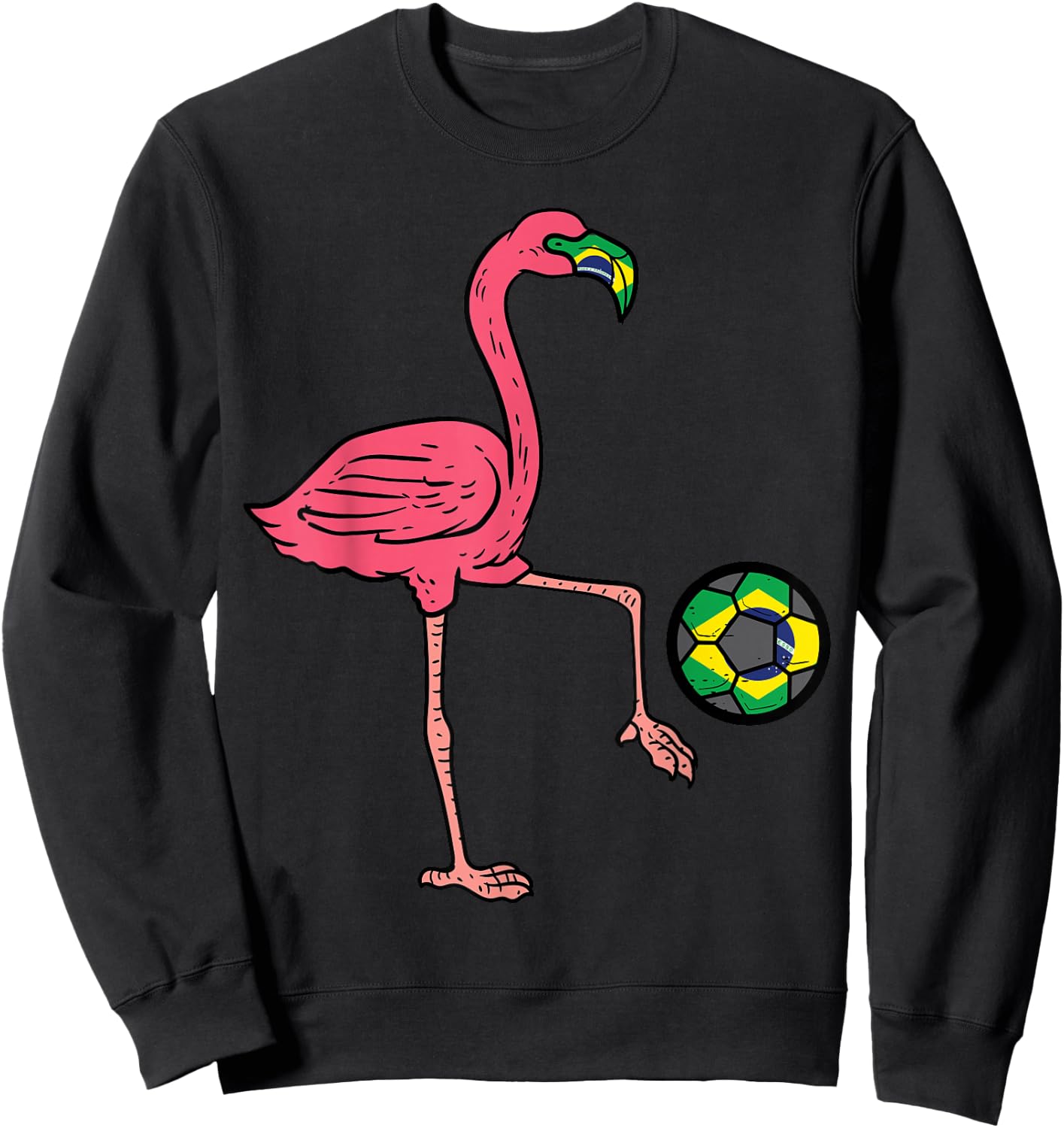 Brazilian Flamingo Brazil Flag Soccer Fan Women Girls Kids Sweatshirt - Sweatshirt | Black