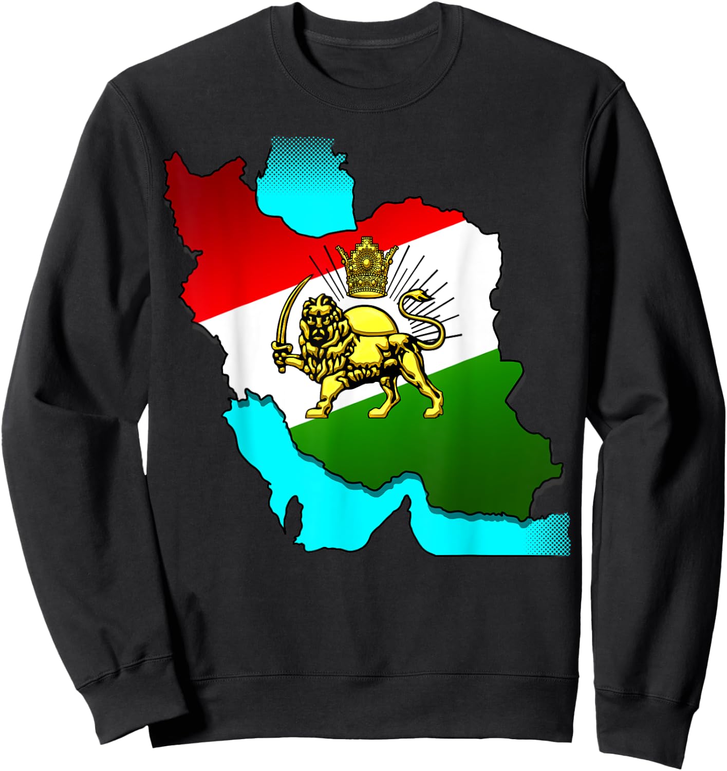 Iran Gilaki Co Iran Pahlavi Flag with the Golden Lion Sun , black Sweatshirt - Sweatshirt | Black