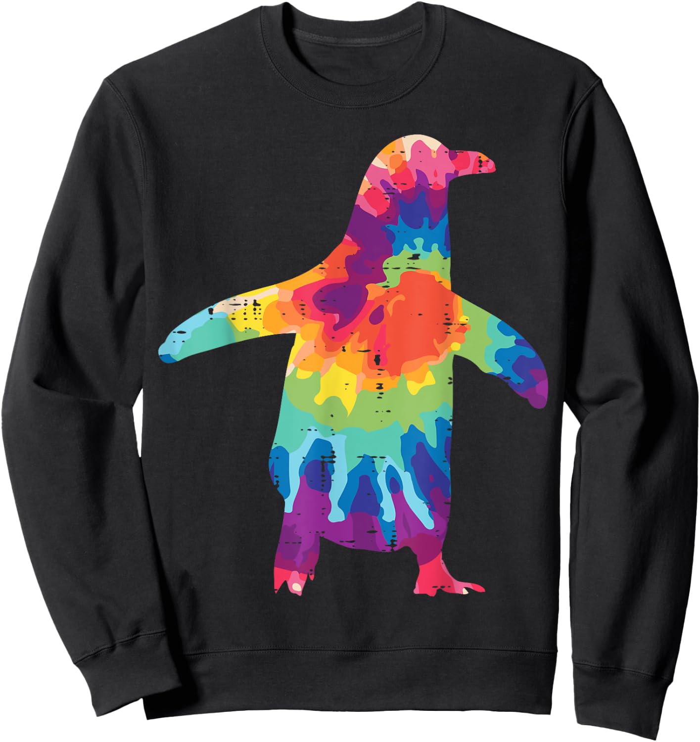 Penguin Silhouette Tie Dye Retro Groovy Hippie Men Women Kid Sweatshirt - Sweatshirt | Black