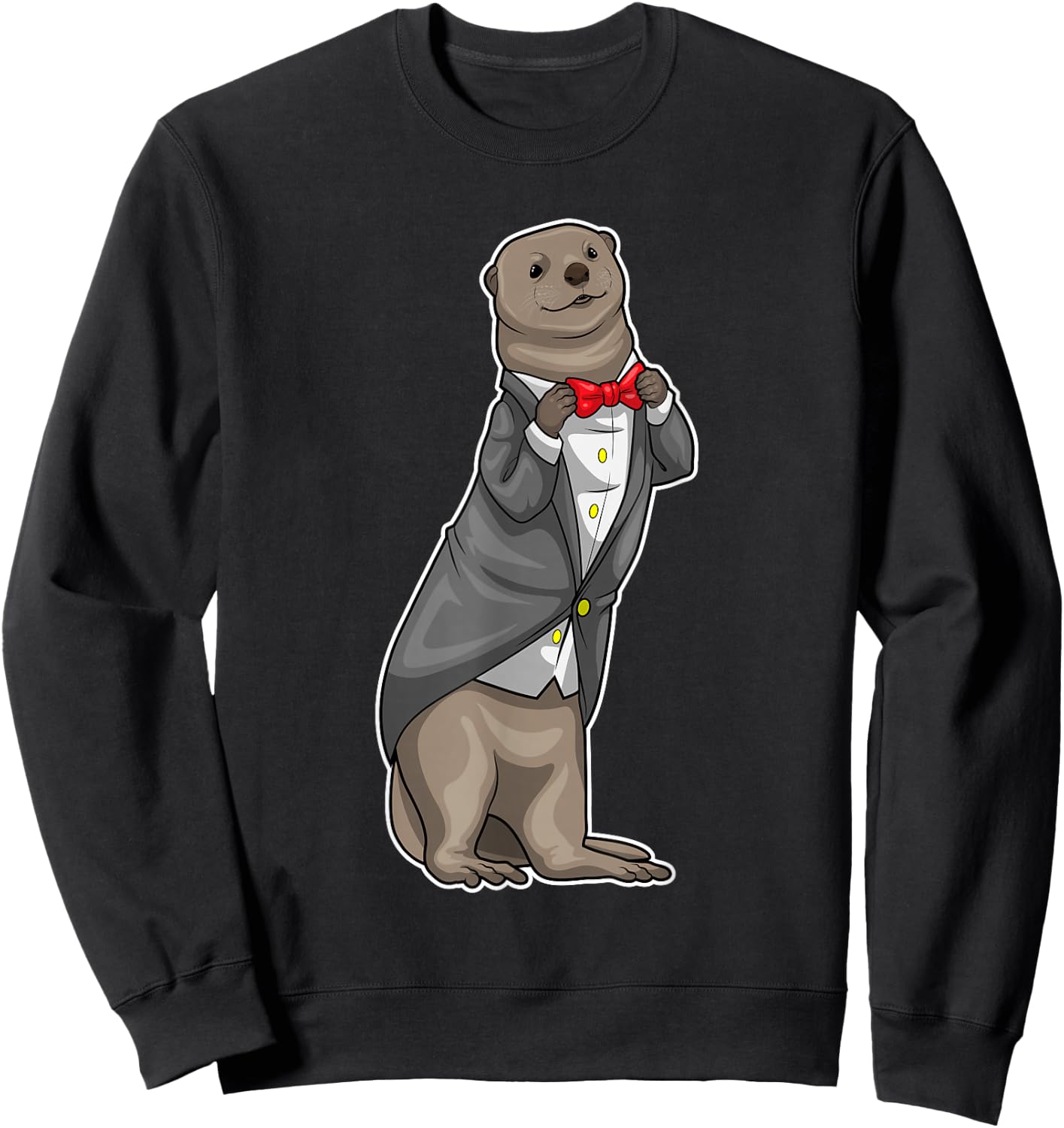 Otter Groom Bow tie Wedding Sweatshirt - Sweatshirt | Black