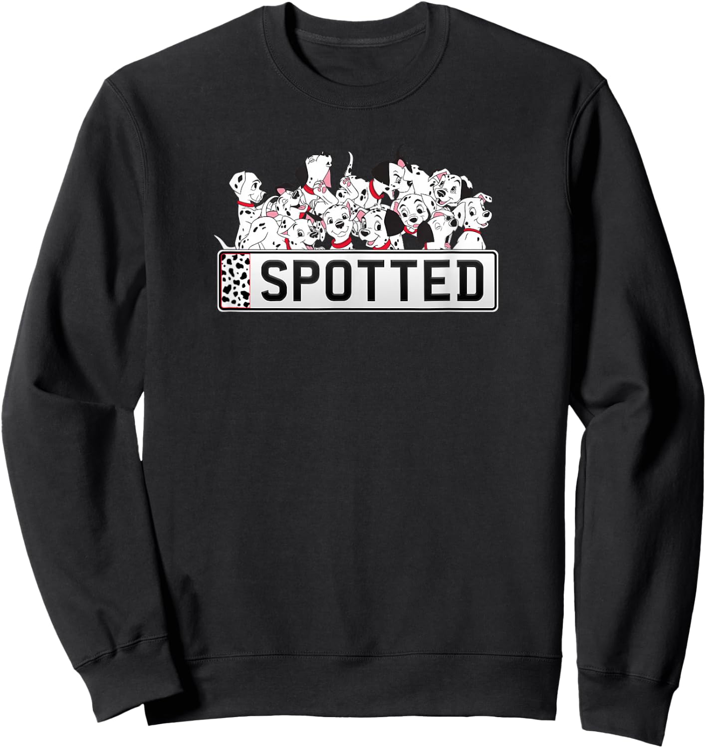 Disney 101 Dalmatians Group Shot Puppy Crew Spotted Logo Sweatshirt - Sweatshirt | Black