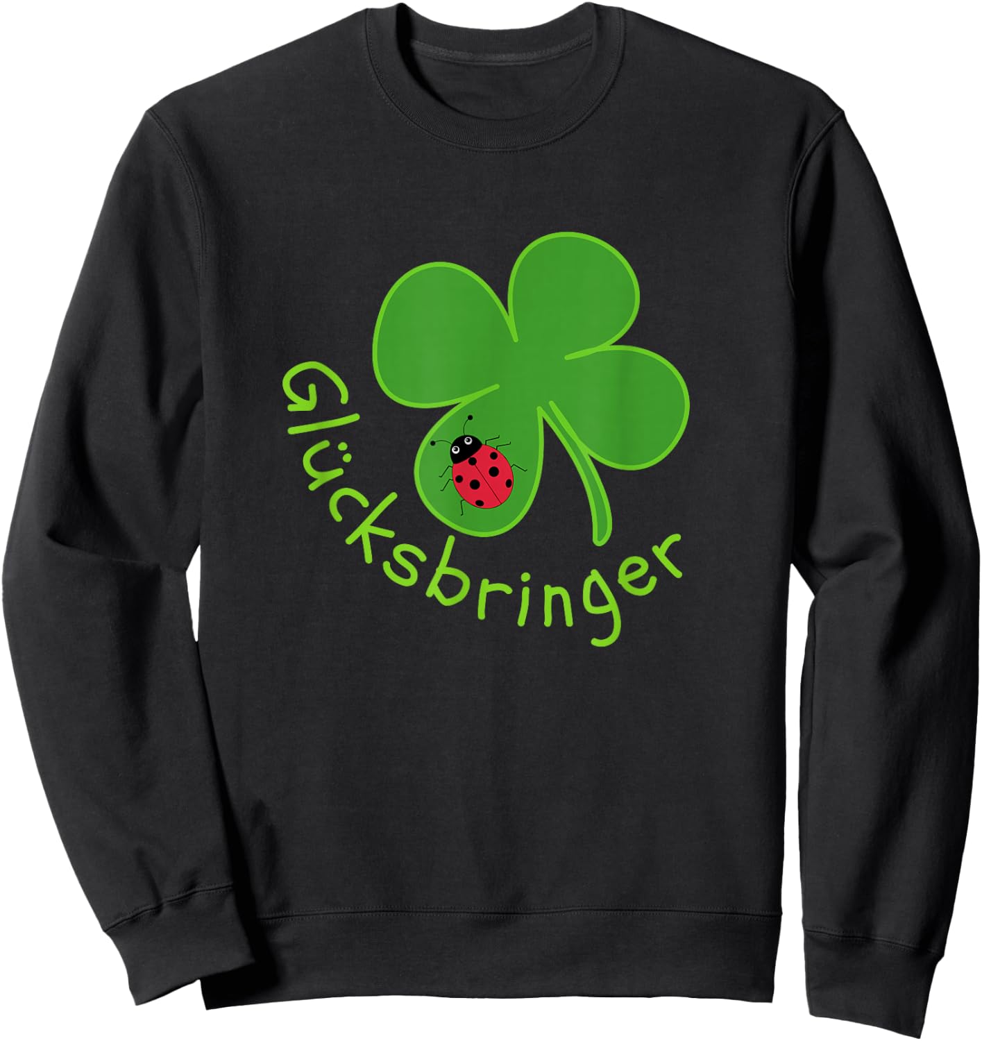 Lucky Charm Ladybird Clover Leaf for Friends Good Luck, black Sweatshirt - Sweatshirt | Black