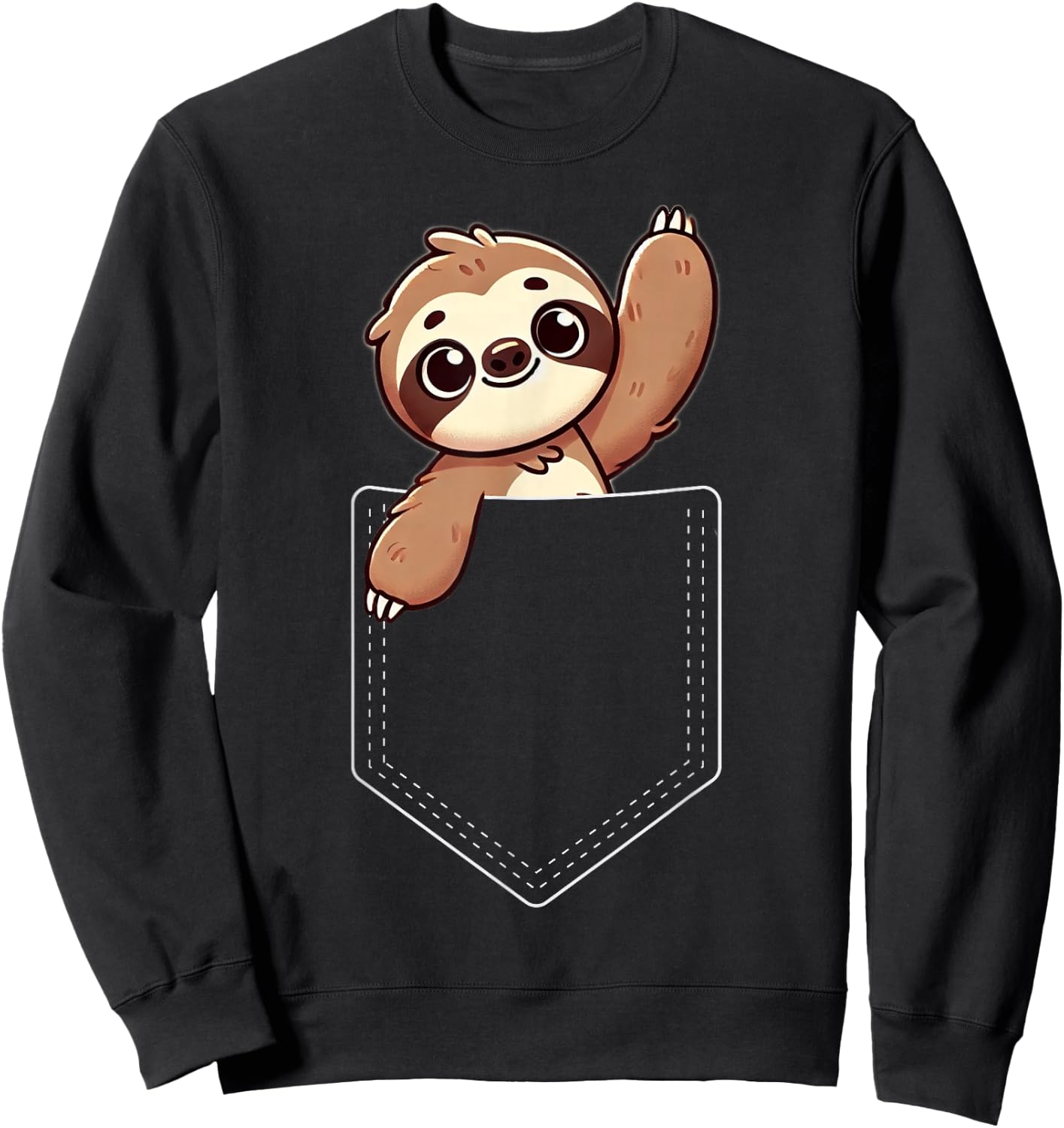 Funny Sloth Waving In Pocket Sloth Animal Lover Sweatshirt - Sweatshirt | Black