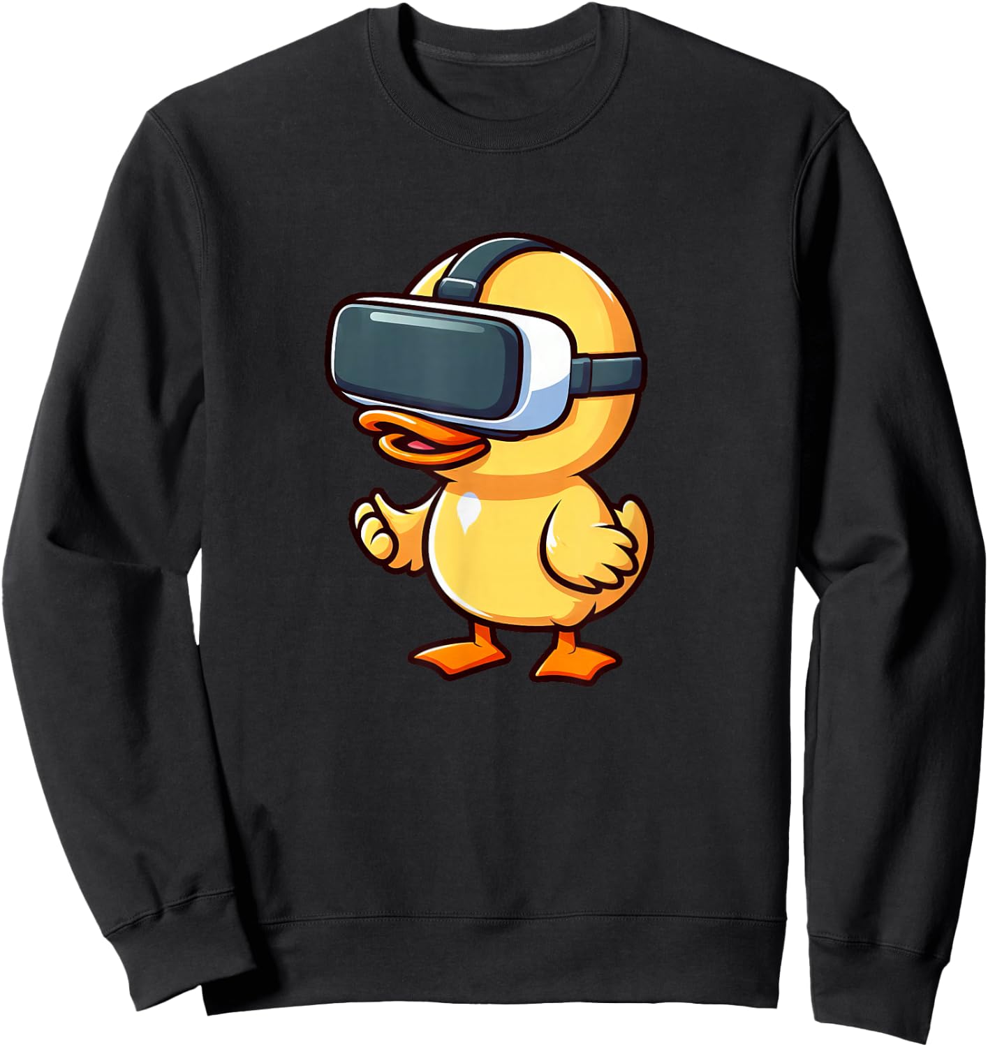 Cartoon Duck Virtual Reality Gamer Designs Sweatshirt - Sweatshirt | Black