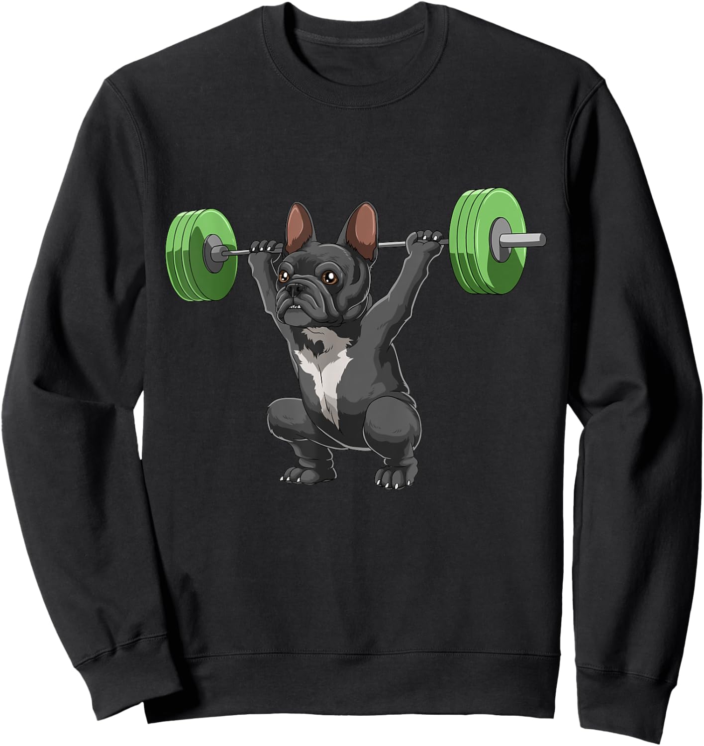 Funny French Bulldog Weightlifting and Bodybuilding Women Girls Kids Sweatshirt - Sweatshirt | Black