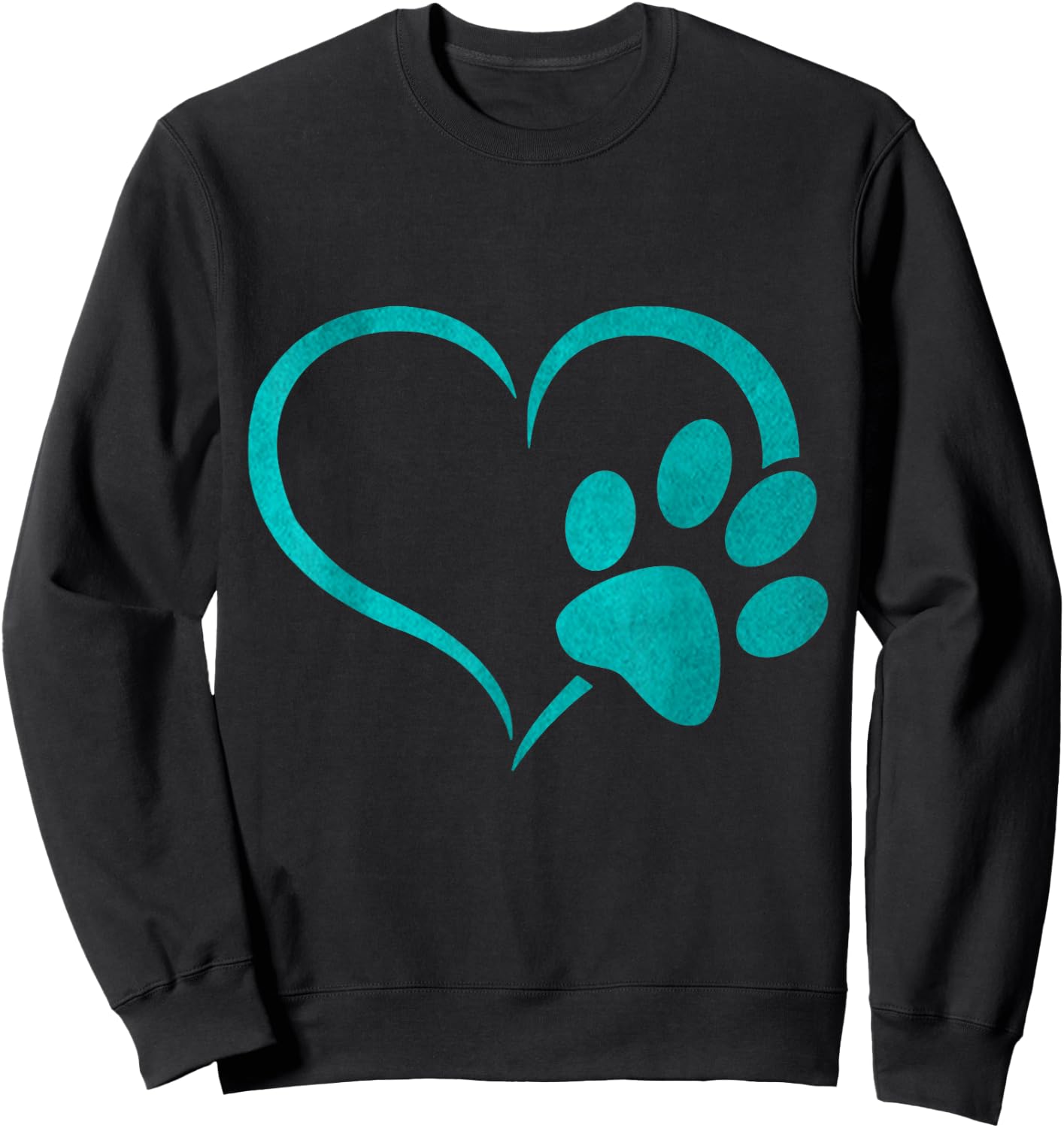 vintage Teal Dog Paw Print heart For Dogs Lover Sweatshirt - Sweatshirt | Black