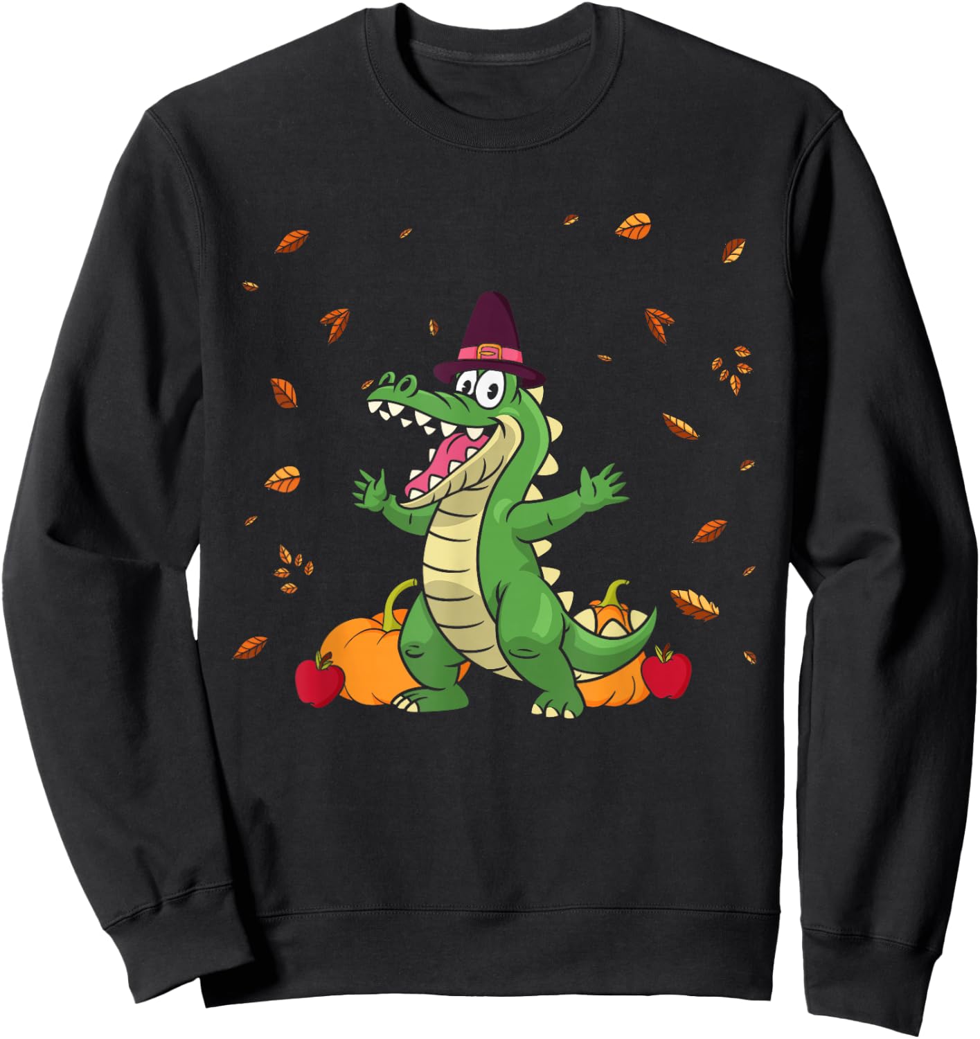Thanksgiving Crocodiles Alligators Pilgrim Pumpkin Turkey Sweatshirt - Sweatshirt | Black