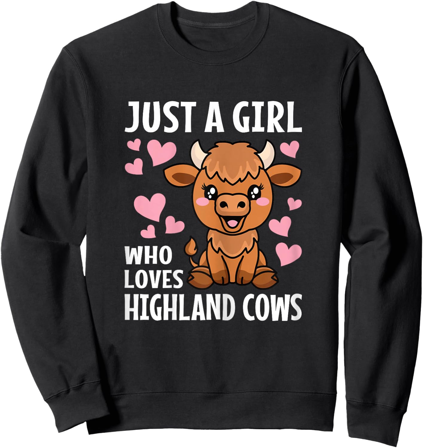 Just A Girl Who Loves Highland Cows Western Girls Sweatshirt - Sweatshirt | Black