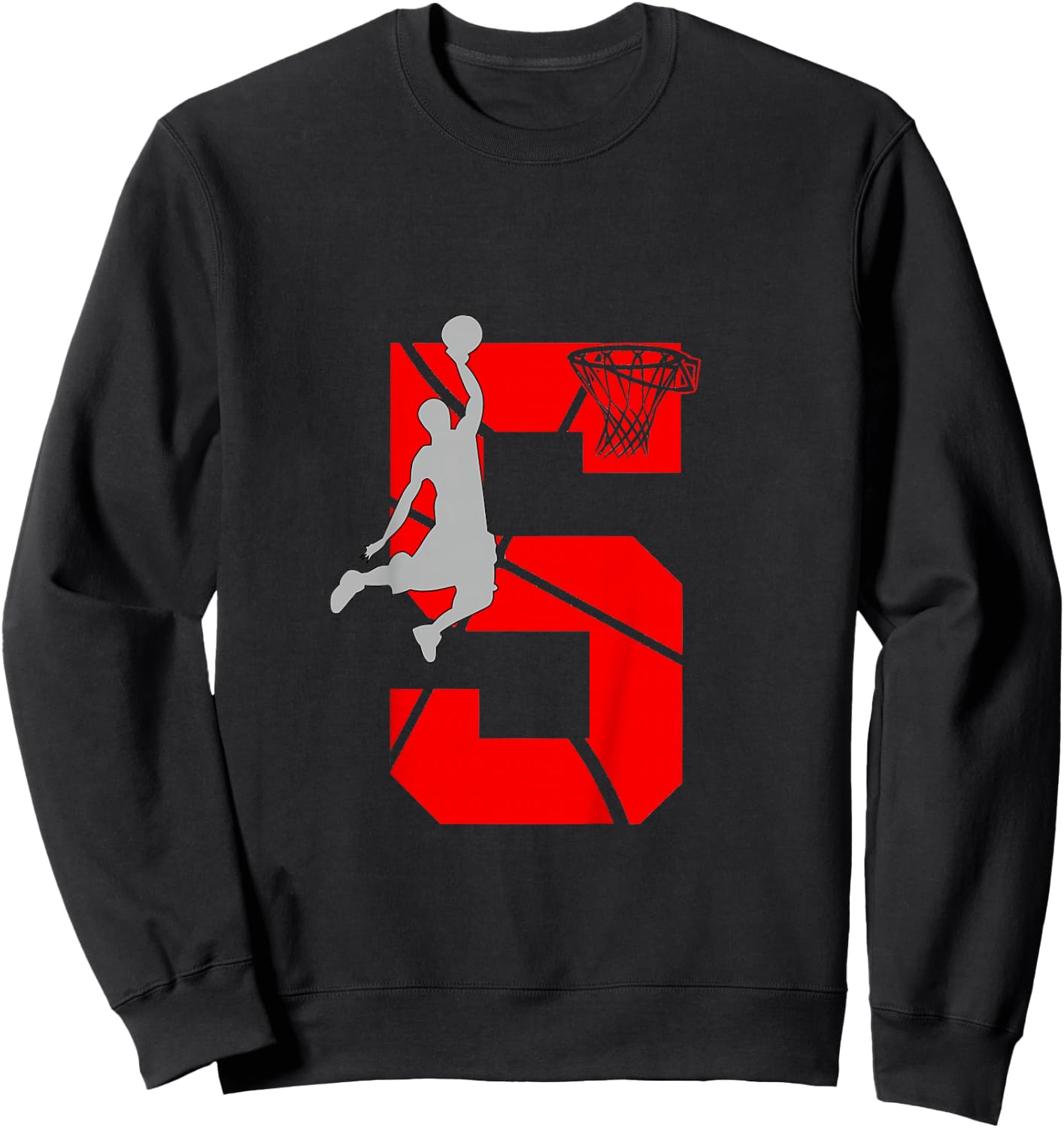 5 Year Old 5th Basketball Birthday PartyTheme Boys Girls Sweatshirt - Sweatshirt | Black