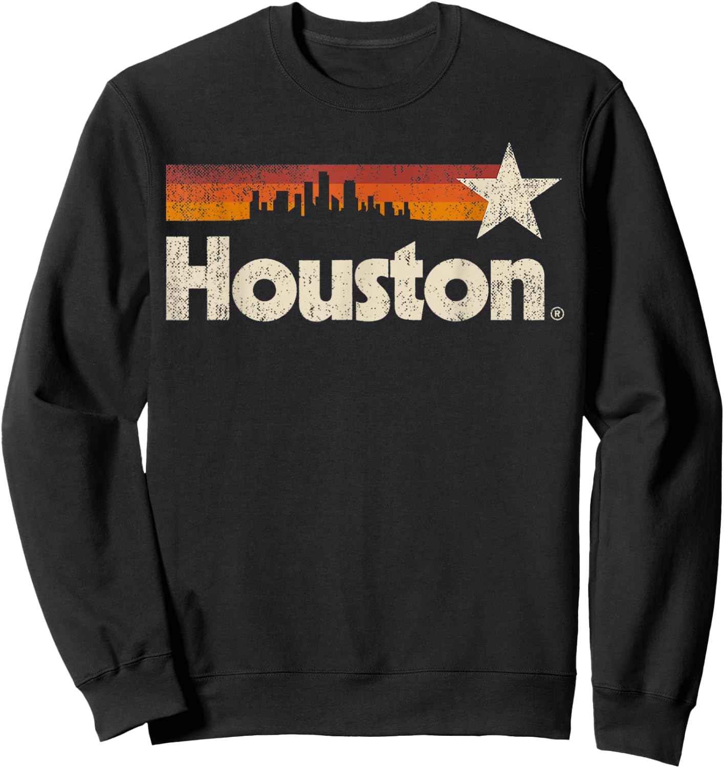 Vintage Houston City - Texas Houston Strong Stripes Sweatshirt - Sweatshirt | Black
