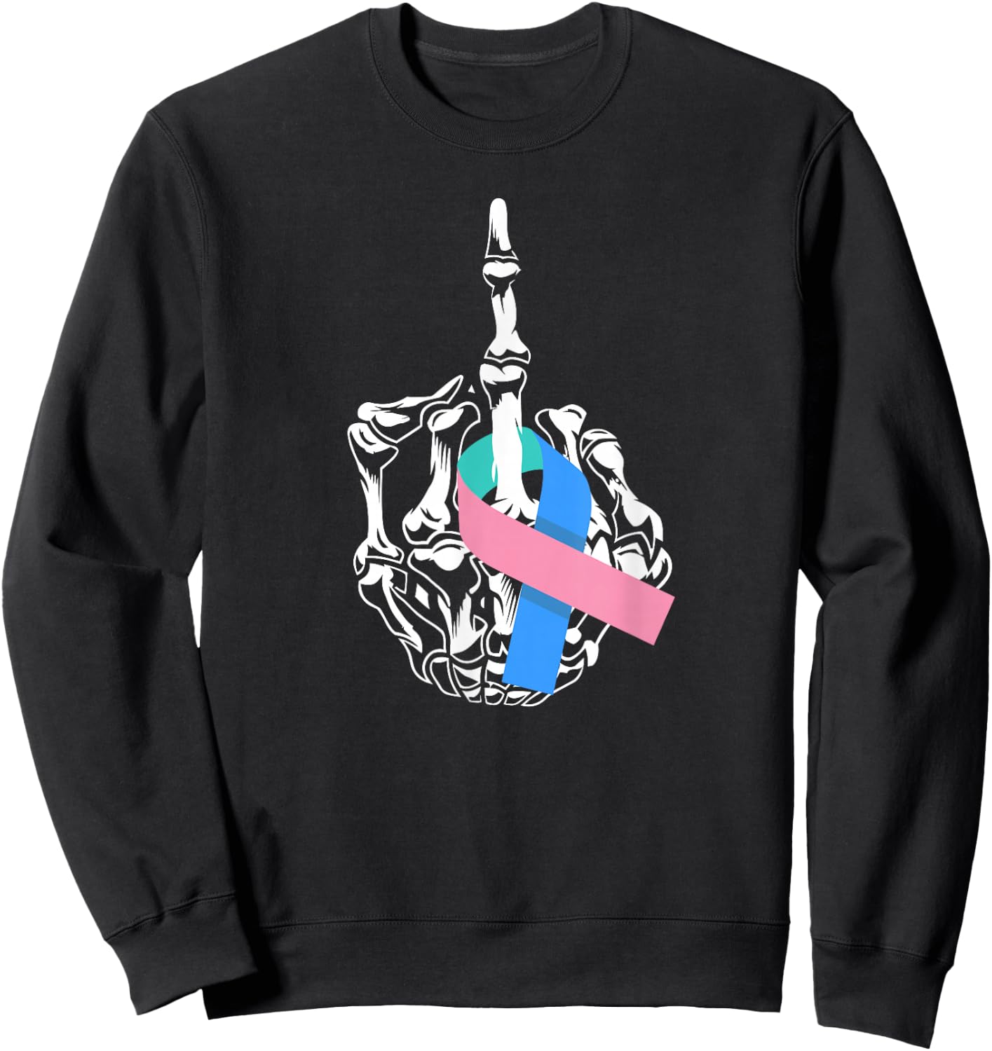 Fuck Thyroid Cancer Middle Finger Thyroid Cancer Awareness Sweatshirt - Sweatshirt | Black