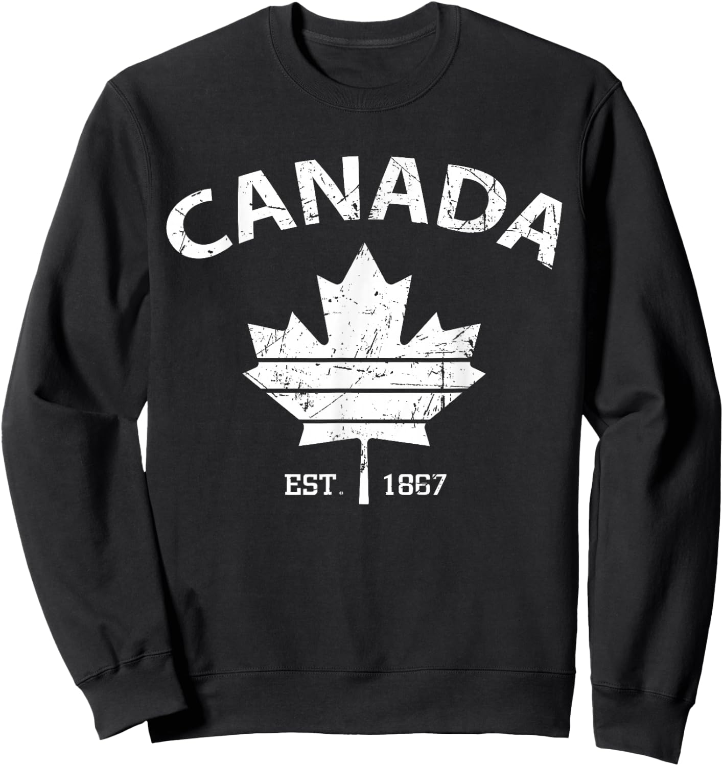 Canada Est 1867 Maple Leaf Flag Patriotic Canadian Men Women Sweatshirt - Sweatshirt | Black
