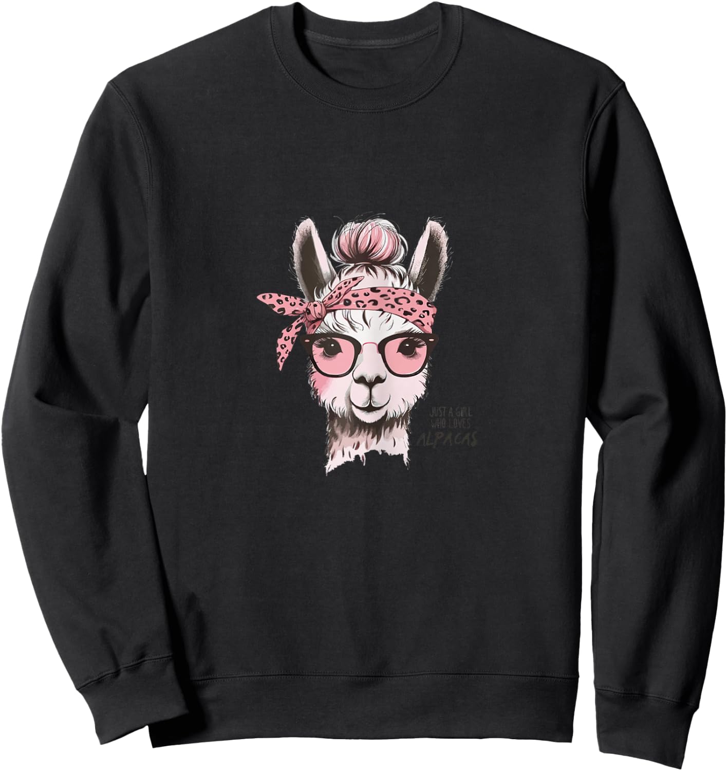 Stylish Alpaca with Glasses - Grey, Women, Alpaca Lovers, Leisure Enthusiasts, Women, Short Sleeve, XS Sweatshirt - Sweatshirt | Black