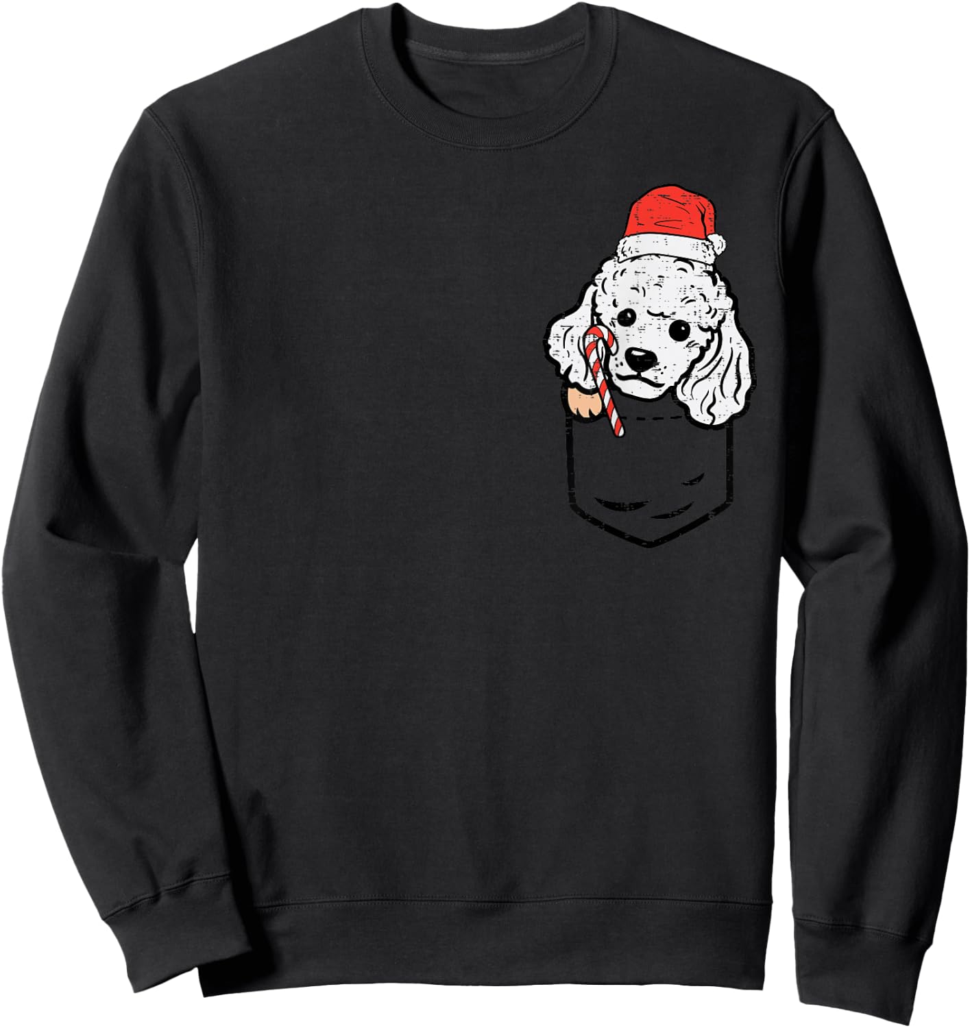 Pocket Poodle Santa Dog Christmas Xmas Men Women Sweatshirt - Sweatshirt | Black