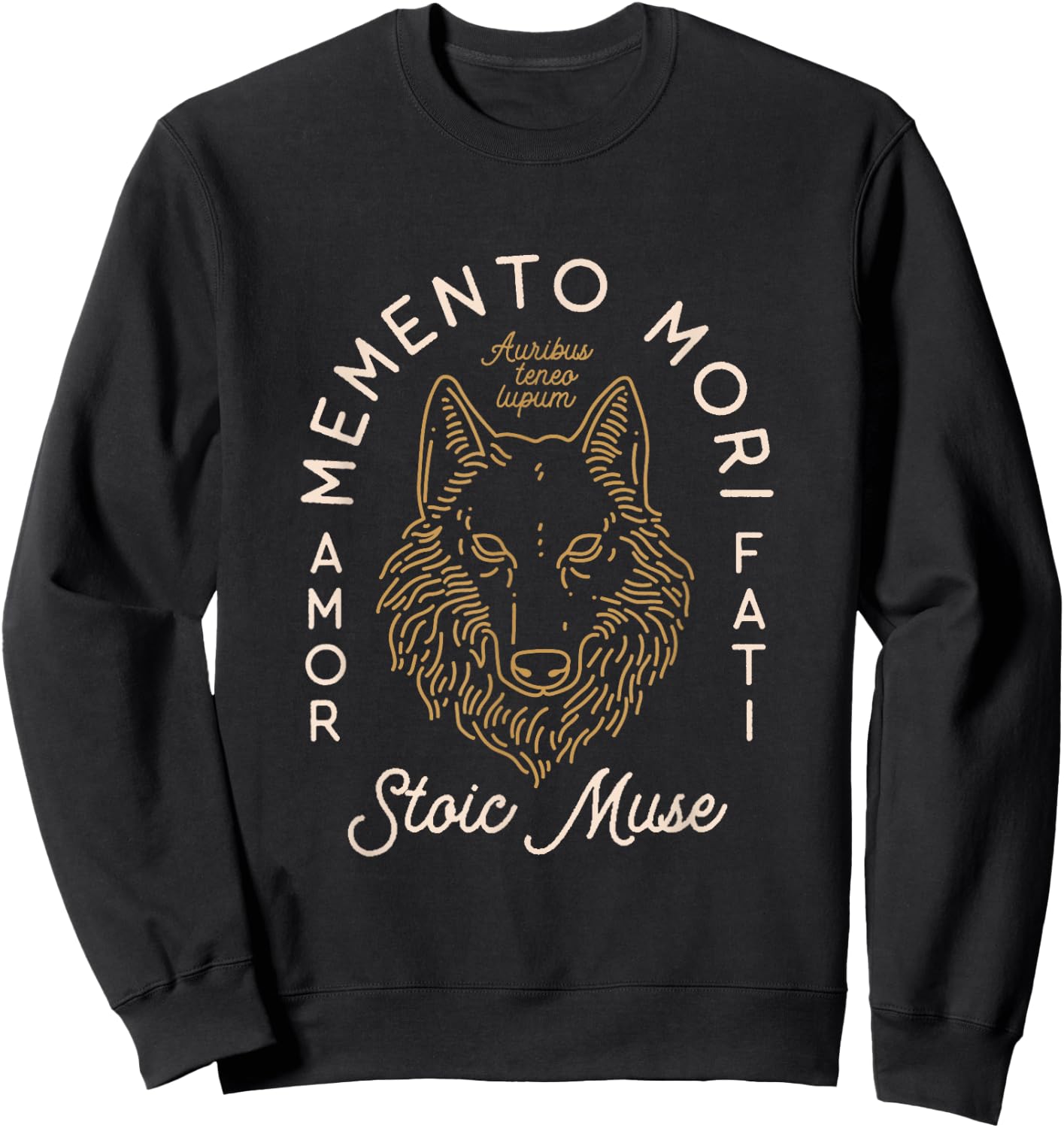 Stoic Quote | Amor Fati | Wolf Graphic Sweatshirt - Sweatshirt | Black