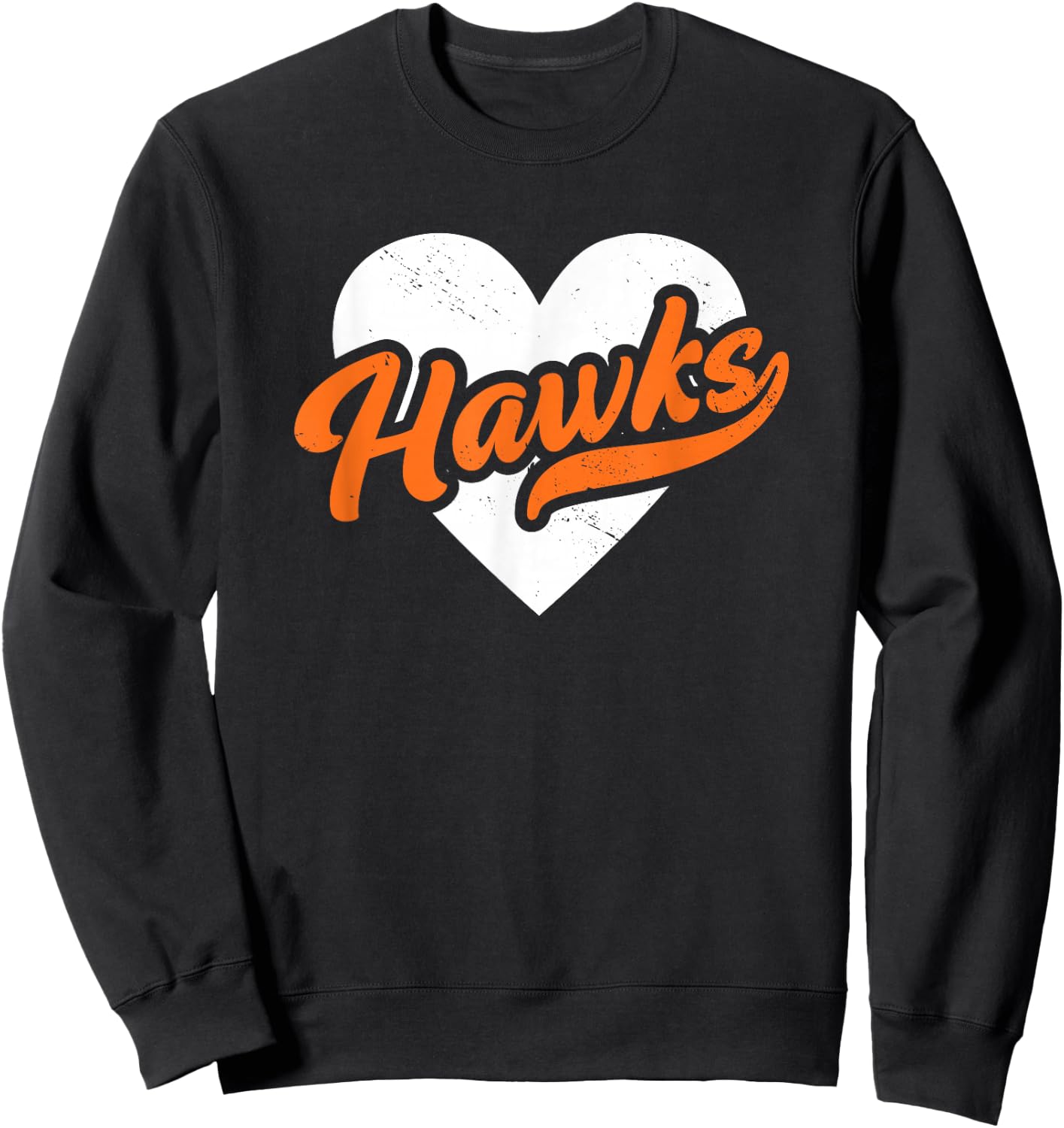 Vintage Hawks High School Go Hawks Pride Heart Sweatshirt - Sweatshirt | Black