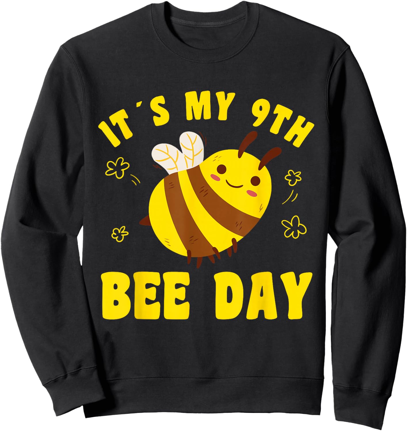9 Year Old Happy 9th Birthday Bee Day Bee 9th Birthday Sweatshirt - Sweatshirt | Black