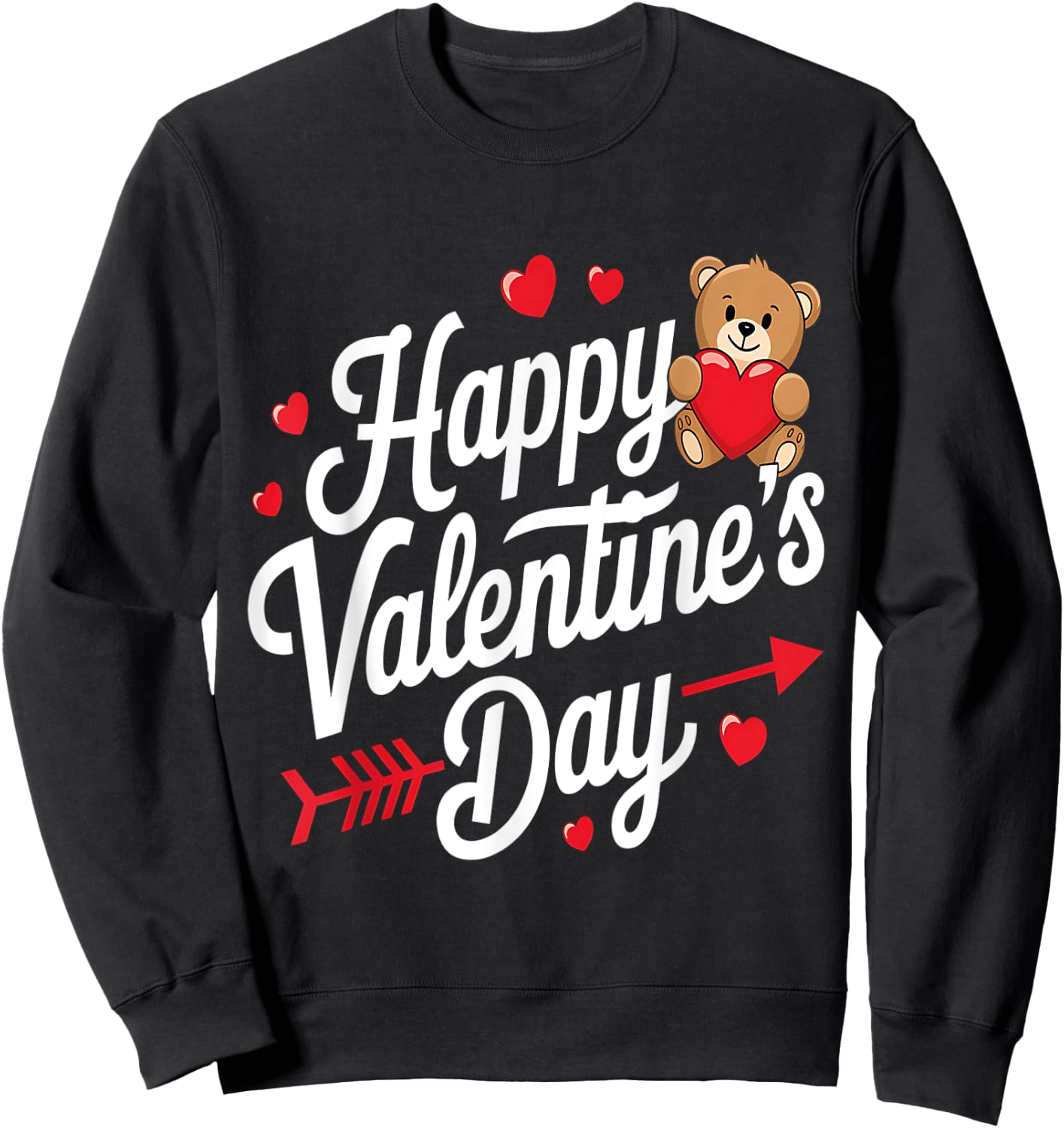 Happy Valentines Day Shirts Women Teddy Bear Cute Valentine Sweatshirt - Sweatshirt | Black