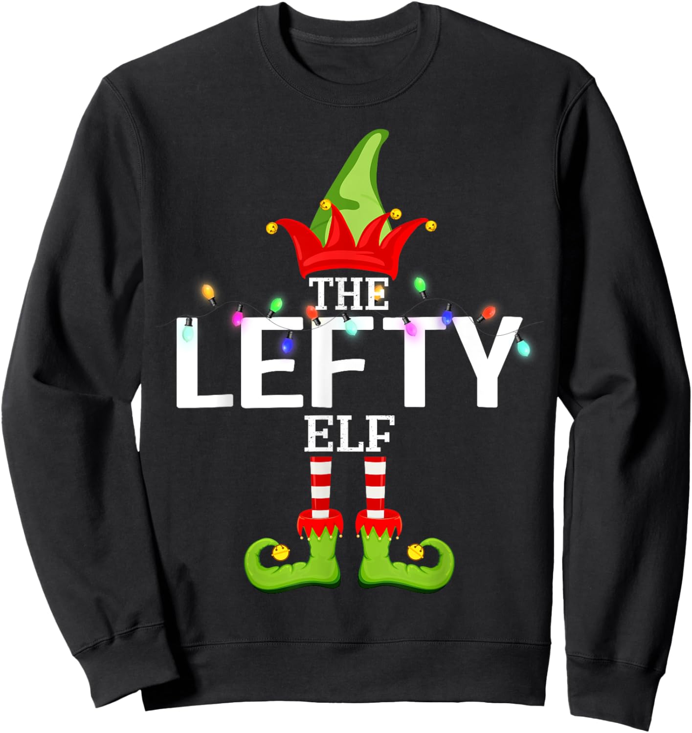 The Lefty Elf Christmas Matching Pajamas Sweatshirt - Sweatshirt | Black
