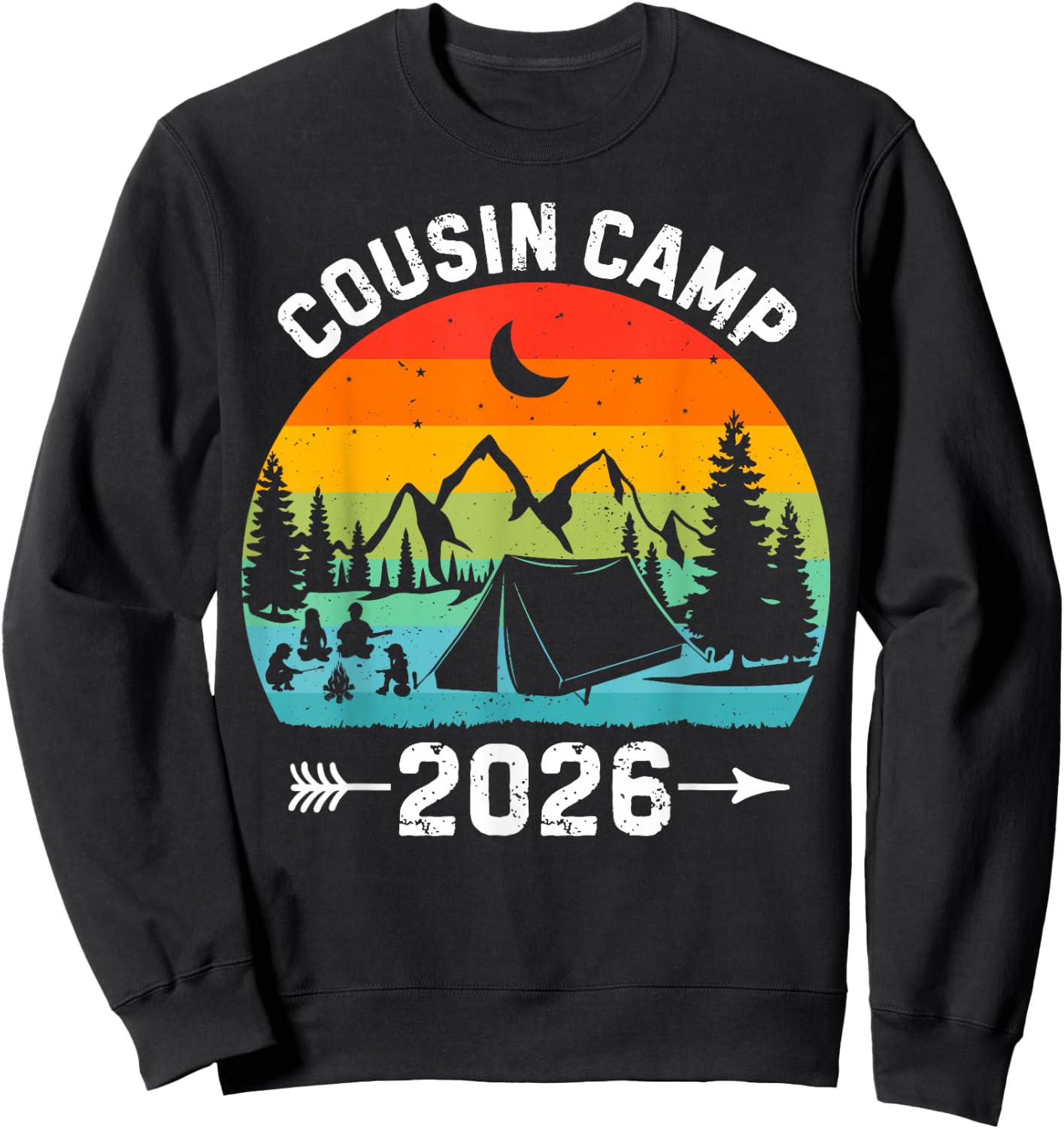 Cousin Camp 2026 Friends Camping Family Vacation Matching Sweatshirt - Sweatshirt | Black