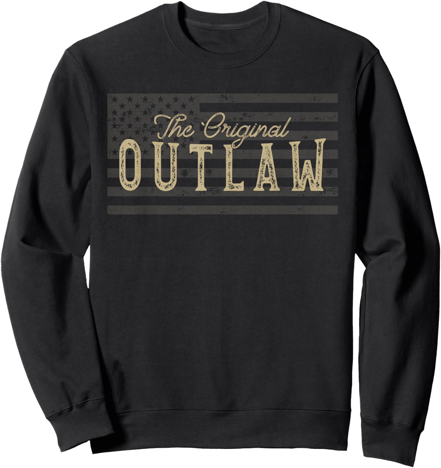 Vintage American Flag Outlaw Sweatshirt - Sweatshirt | Black