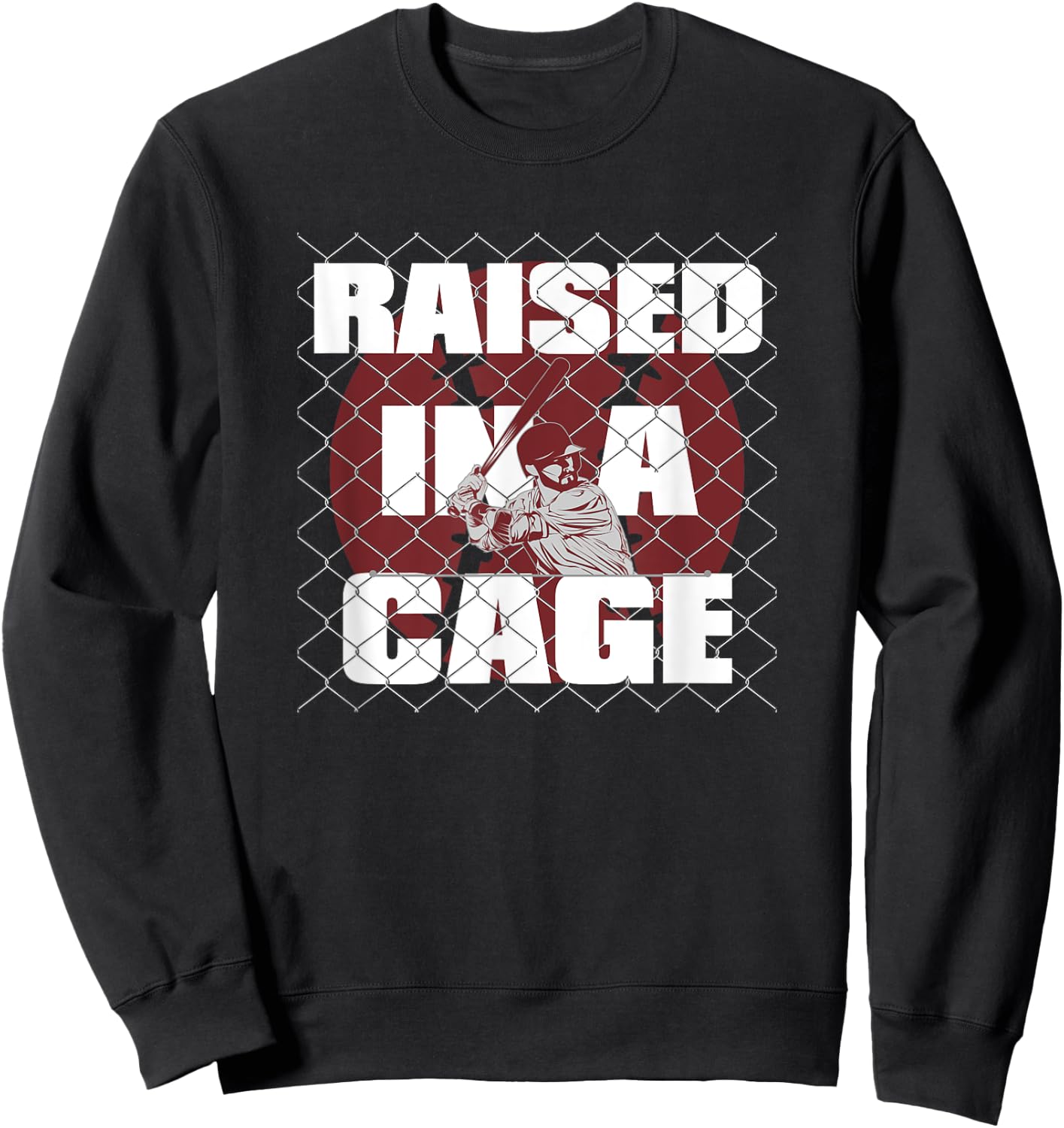 Raised In A Cage Baseball Shirt Sweatshirt - Sweatshirt | Black
