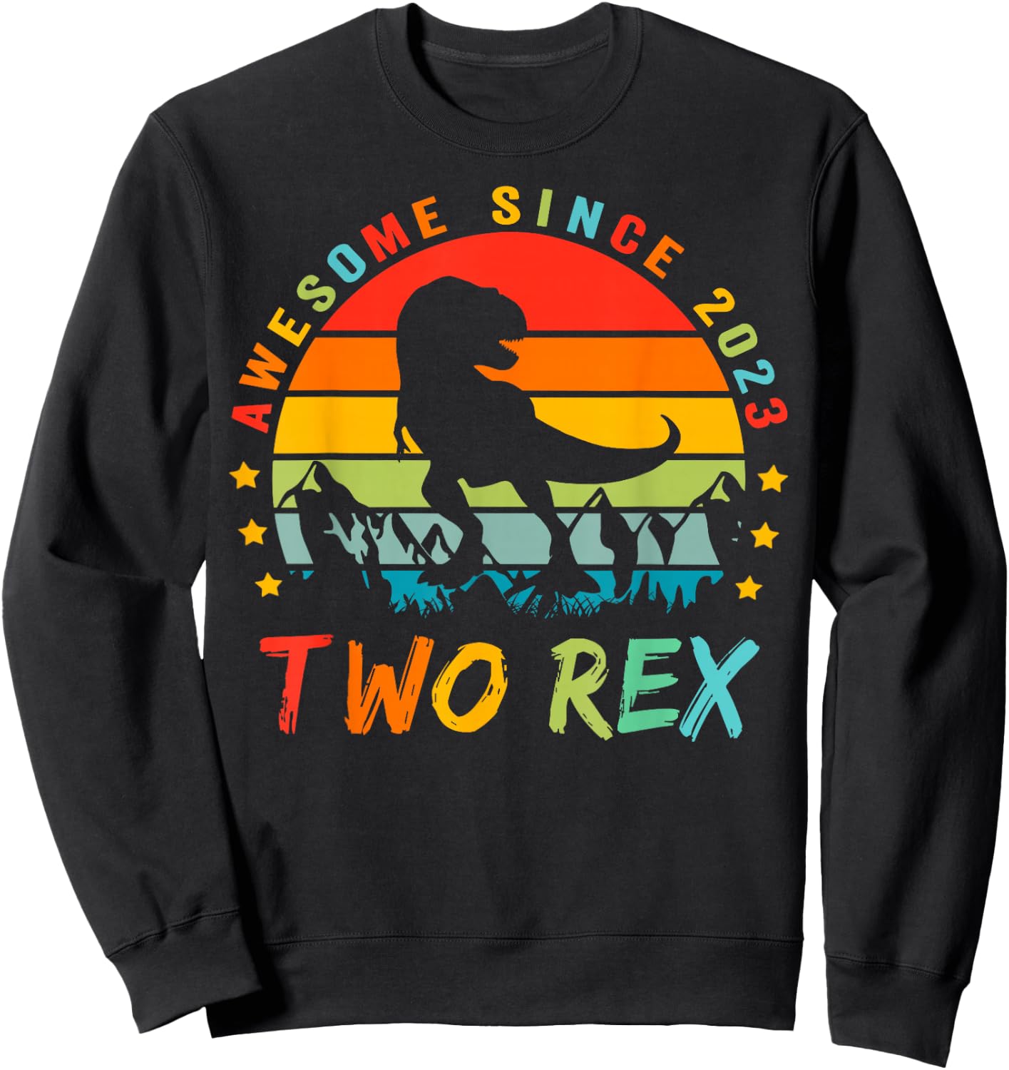 Two Rex 2nd Birthday Gift Second Dinosaur 2 Year Old Sweatshirt - Sweatshirt | Black