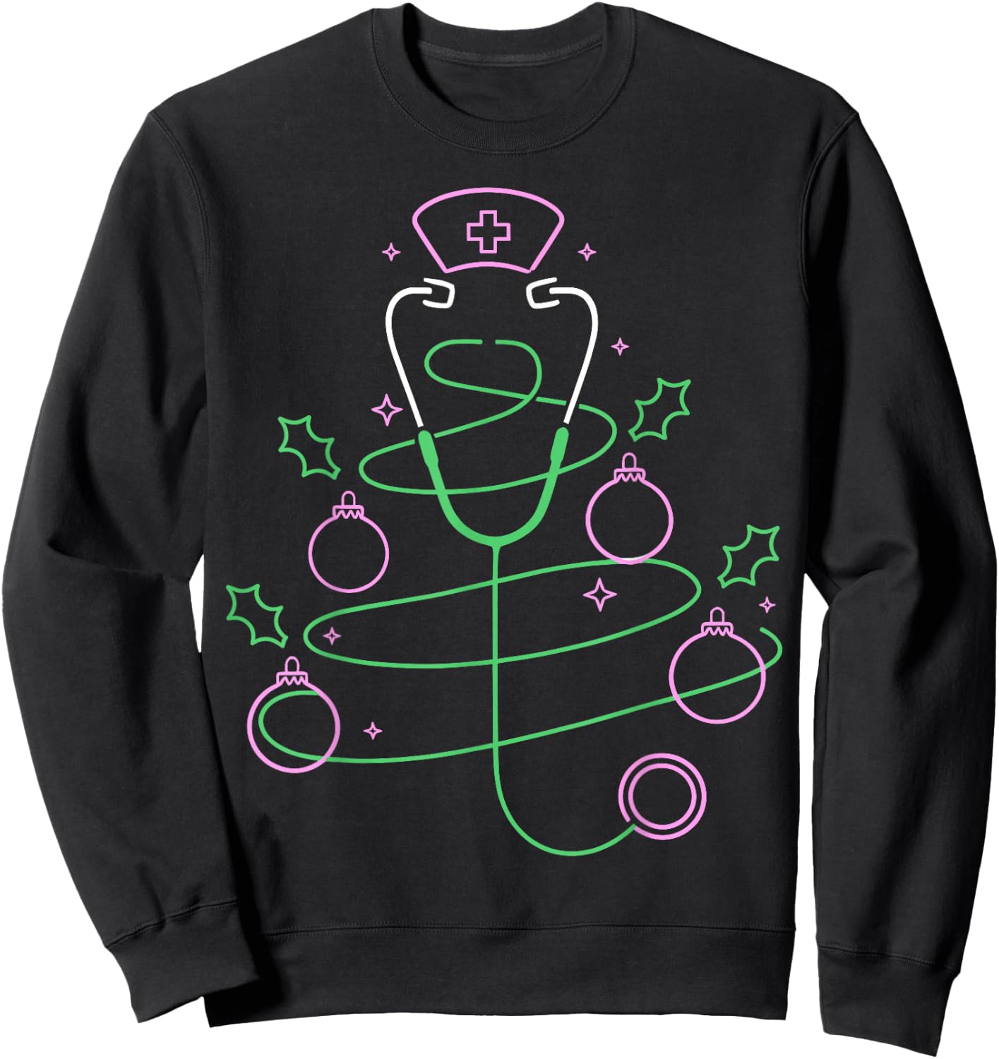 Christmas Tree Stethoscope Nurse Christmas Sweatshirt - Sweatshirt | Black