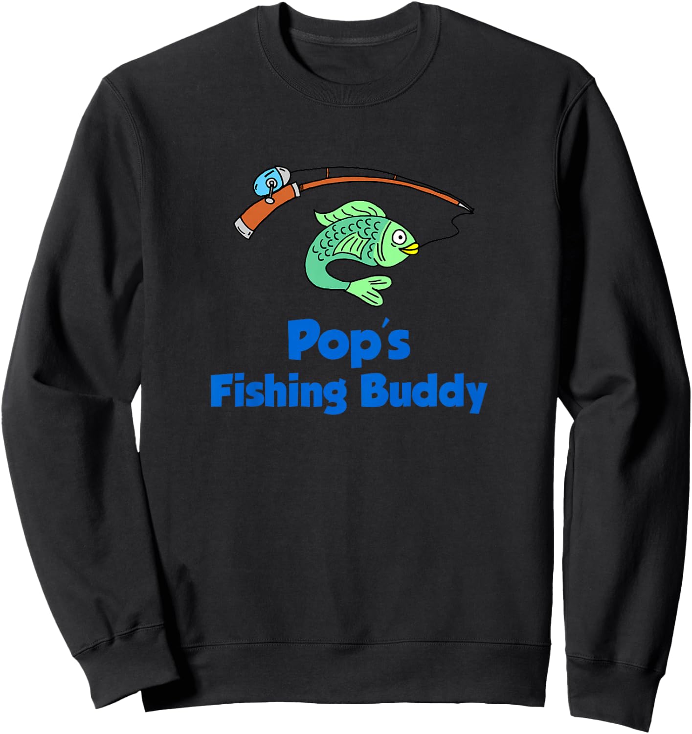 Kids Pop's Fishing Buddy Grandson or Granddaughter Grandpa Sweatshirt - Sweatshirt | Black