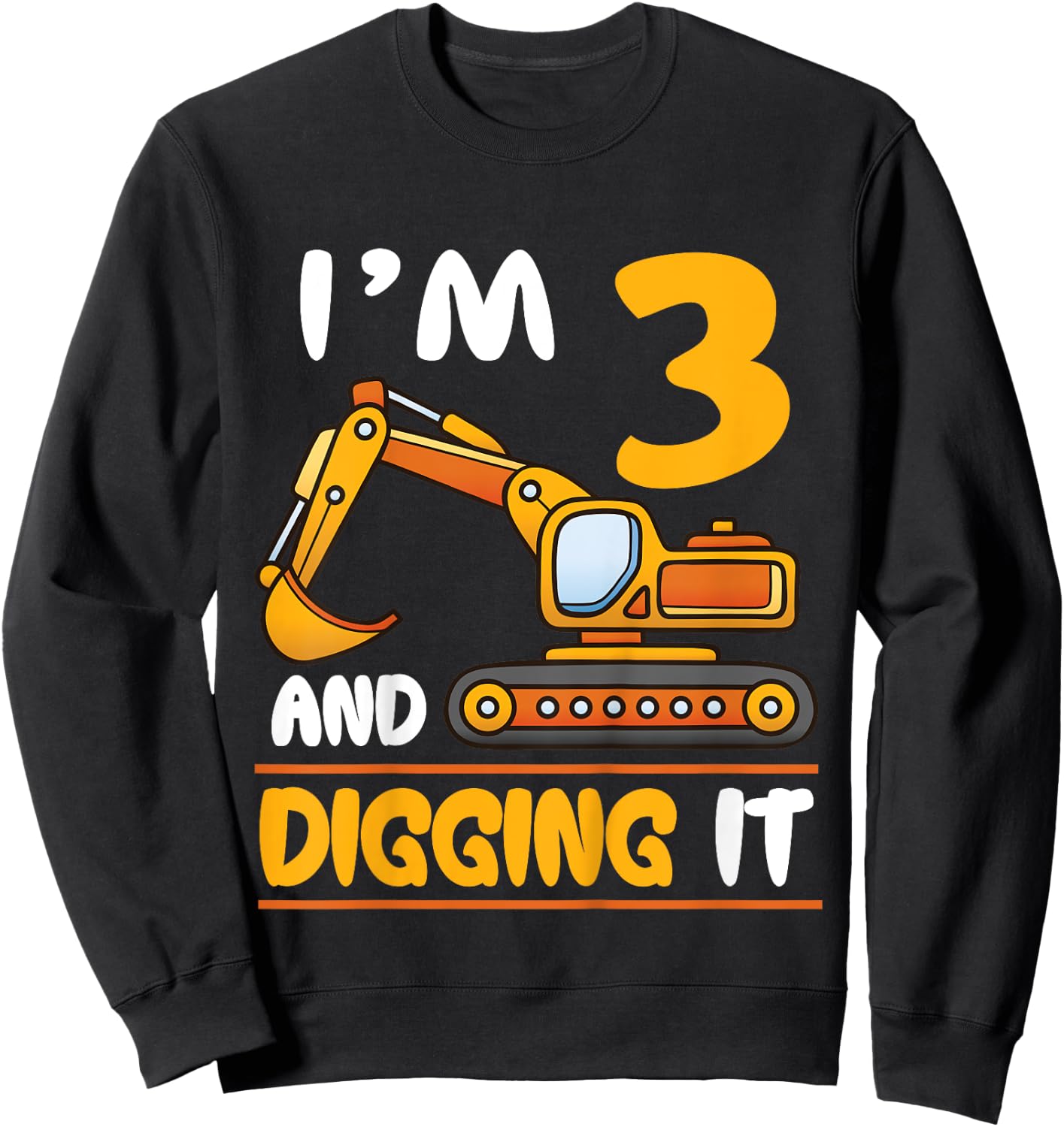 Kids Construction Truck 3rd Birthday Squad 3 Years Old Excavator Sweatshirt - Sweatshirt | Black