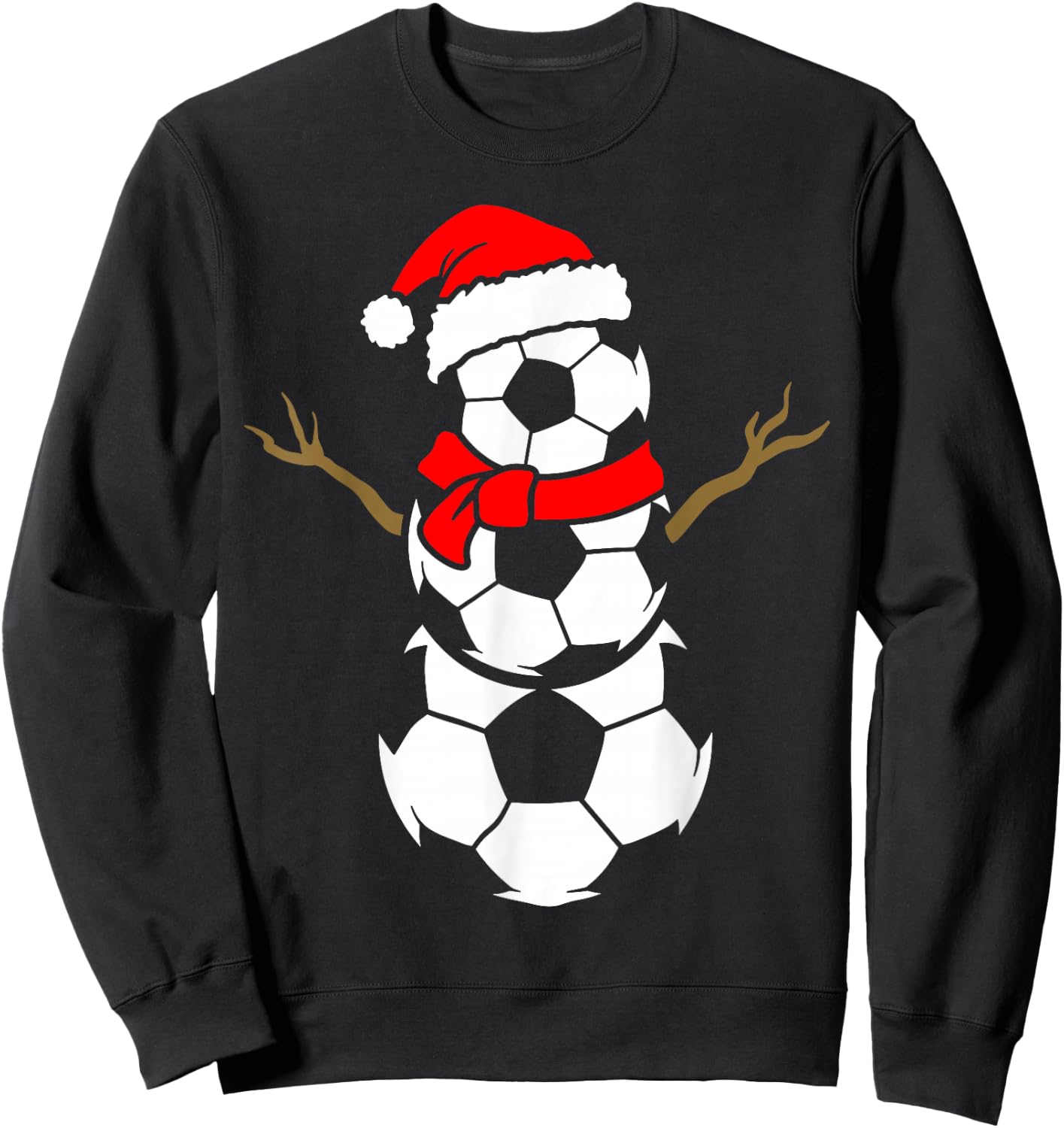 Christmas Soccer Santa Claus Snowman Ball Player Pajama Sweatshirt - Sweatshirt | Black