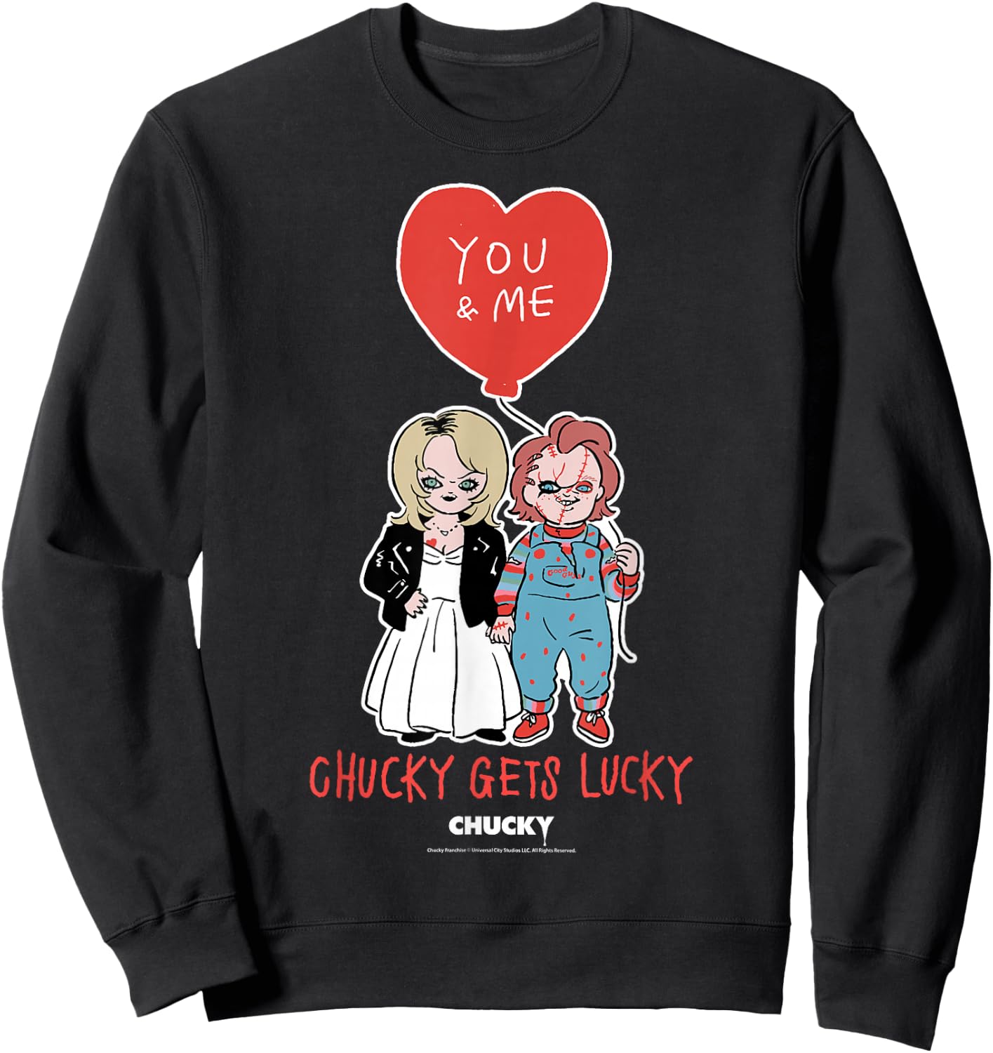 Chucky & Tiffany Chucky Gets Lucky Valentine Sweatshirt - Sweatshirt | Black