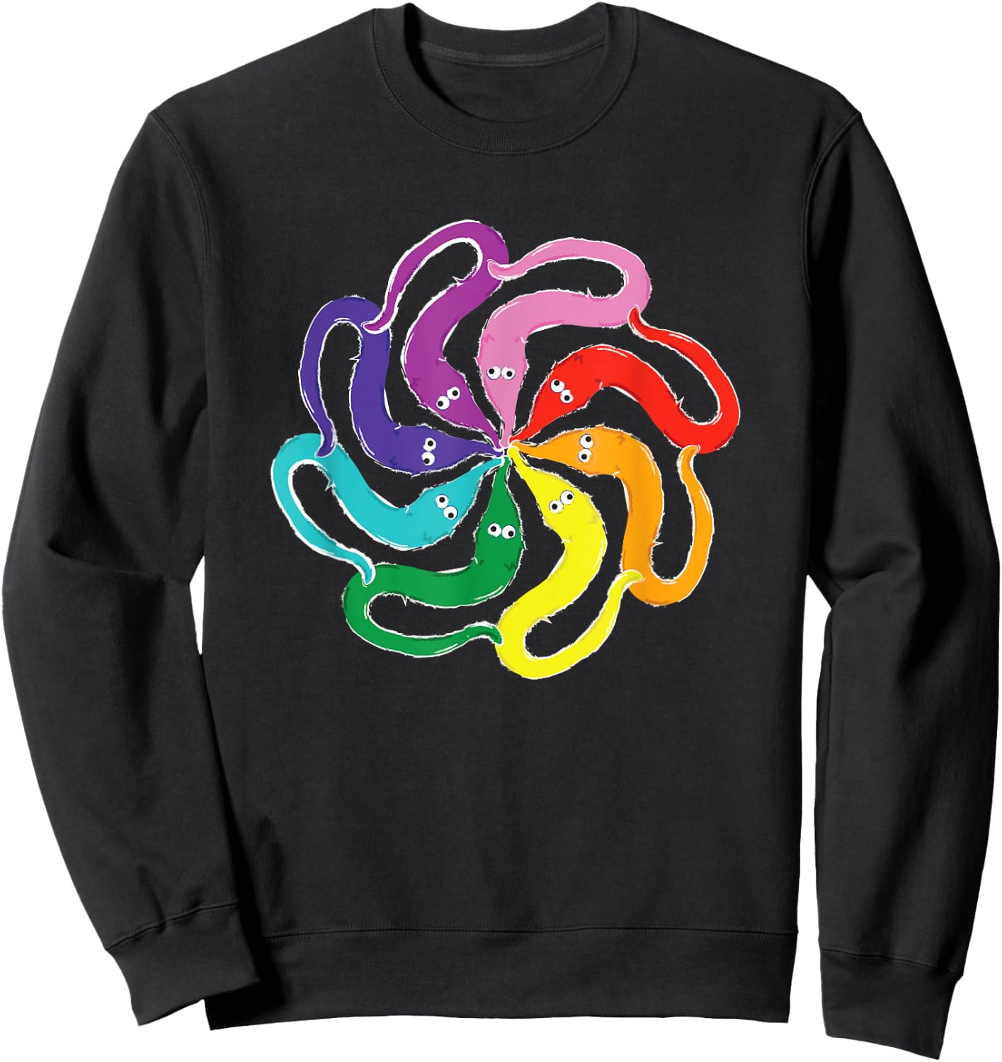 Funny Fuzzy Worm on a String Meme Rainbow Mandala Sweatshirt - Sweatshirt | Black