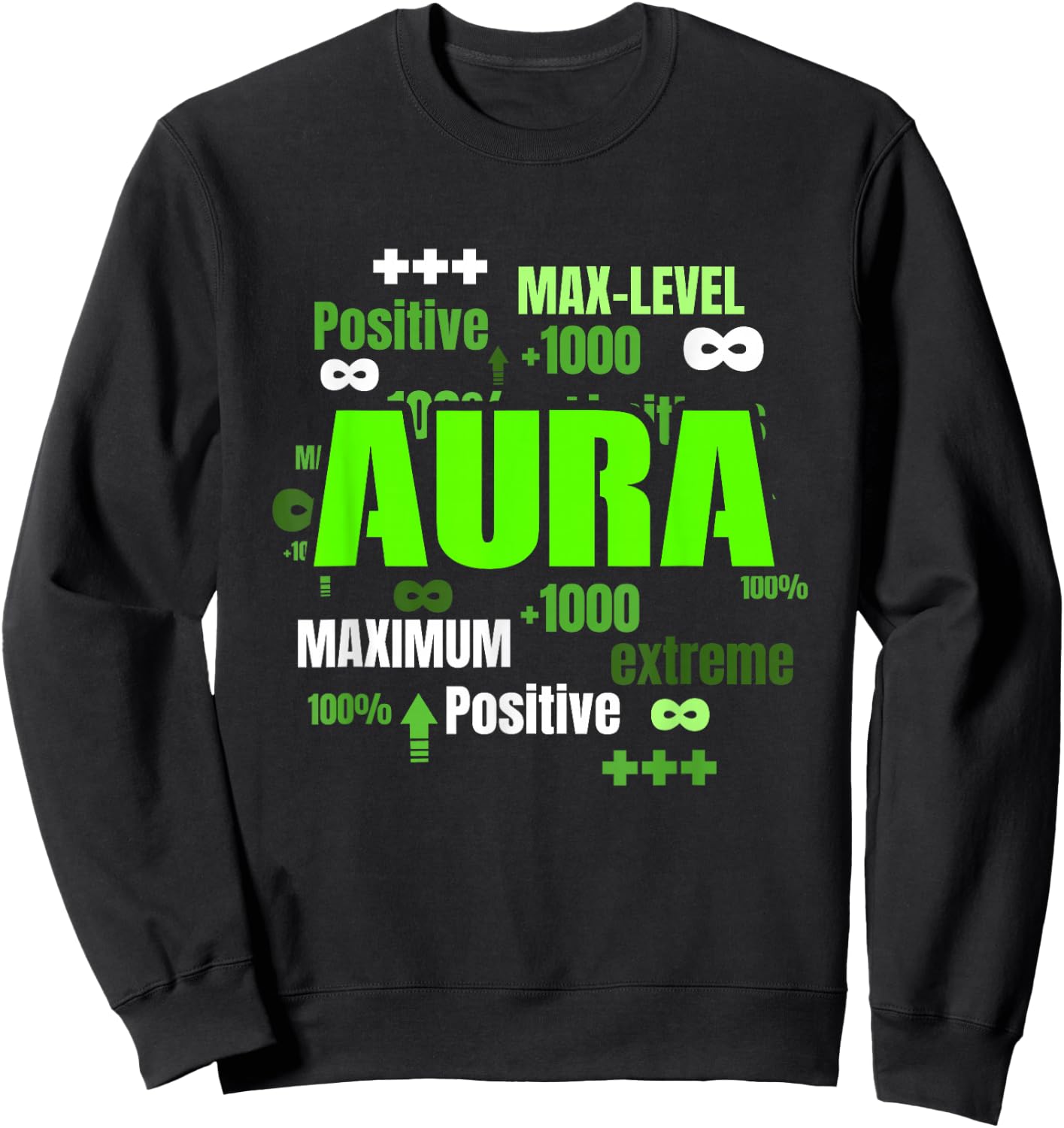 Green Max Aura Green Color Graphic Sweatshirt - Sweatshirt | Black