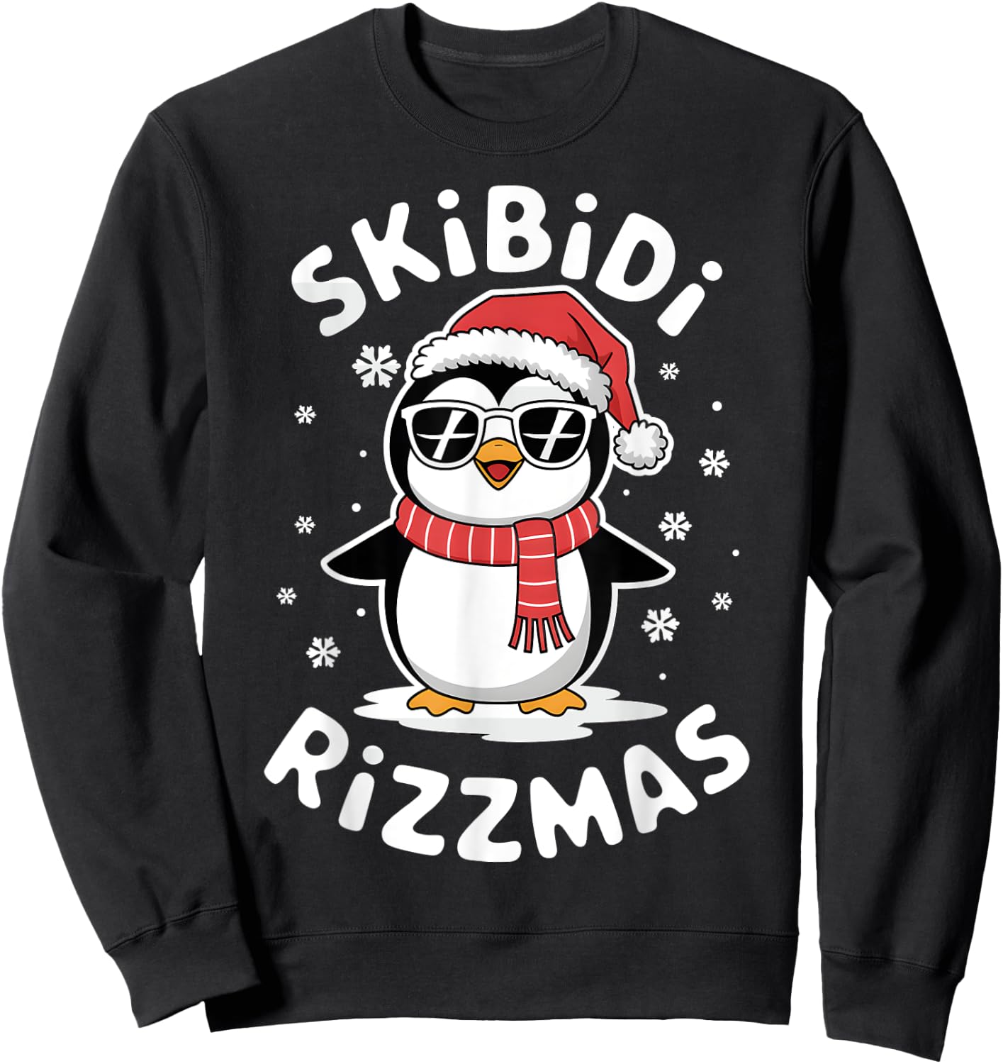 Skibidi Rizzmas Funny Christmas Christmas Season Penguin Sweatshirt - Sweatshirt | Black